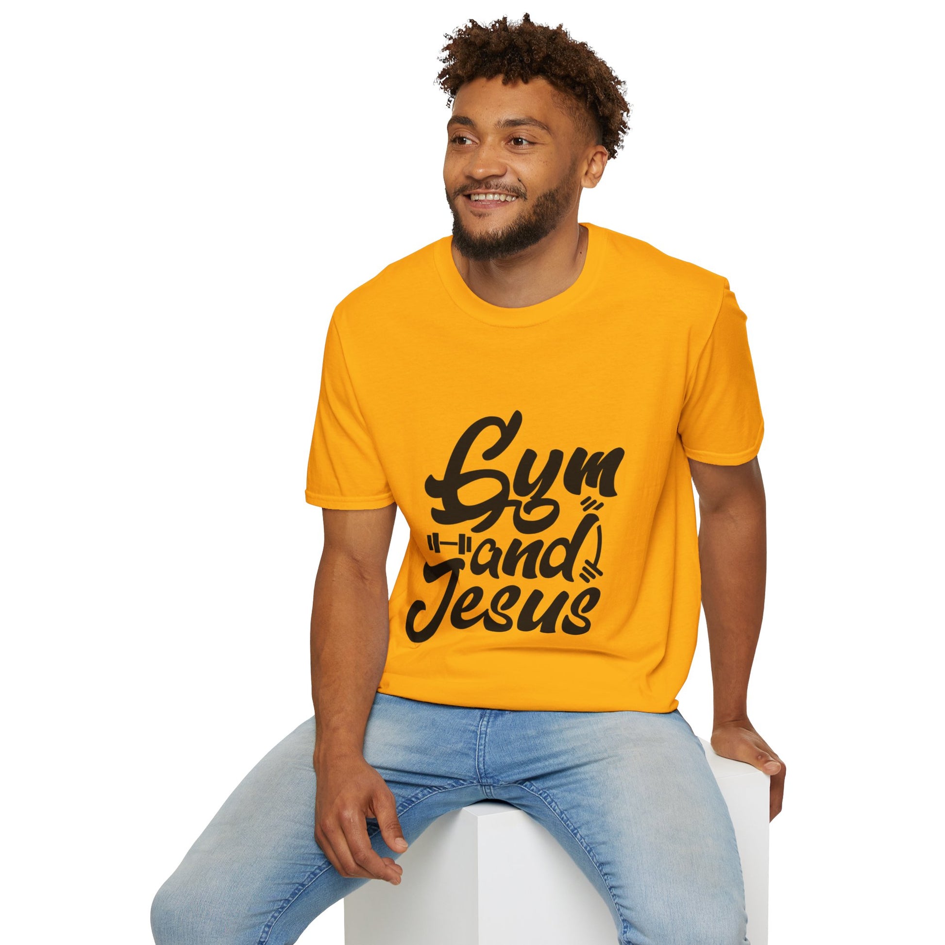 Gym and Jesus Men's Tshirt (Black Logo) - Sweet Baby Jeez Teez
