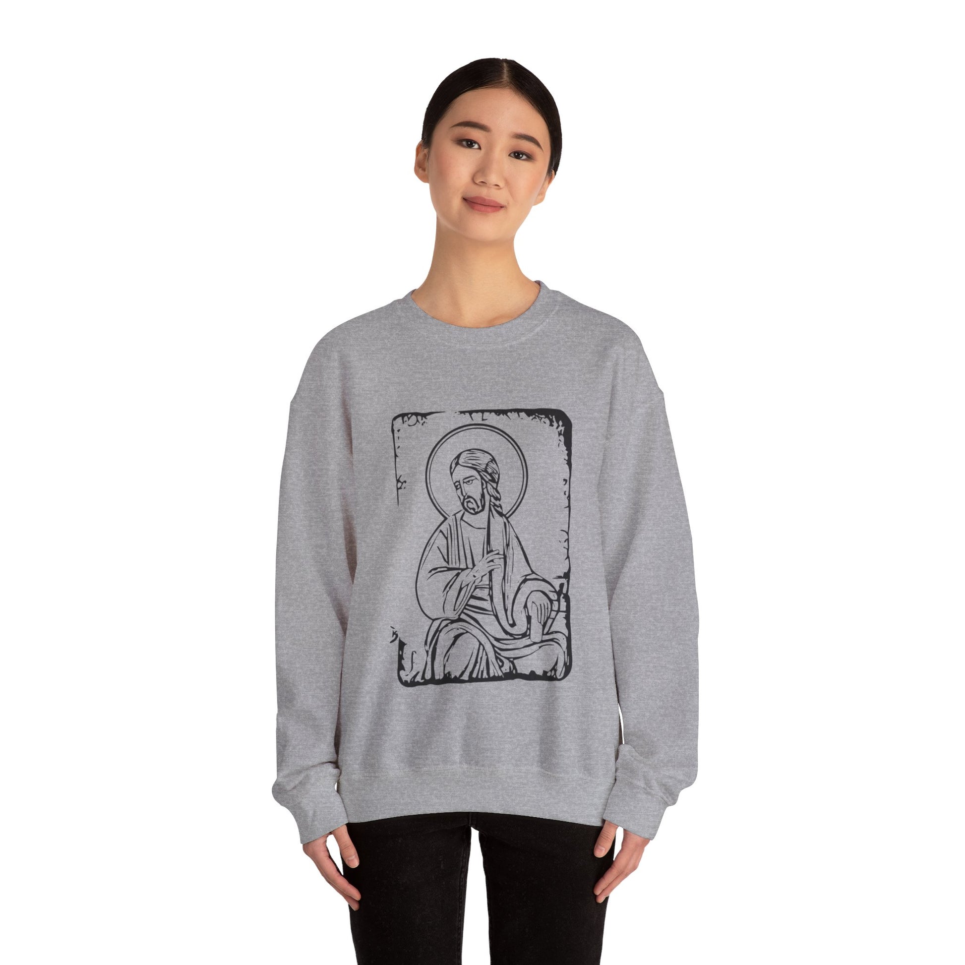Orthodox Icon Women's Relaxed Sweatshirt (Black Logo) - Sweet Baby Jeez Teez