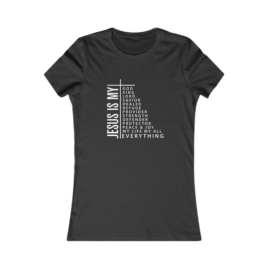 Jesus is My Women's Fitted Tshirt (White  Logo) - Sweet Baby Jeez Teez