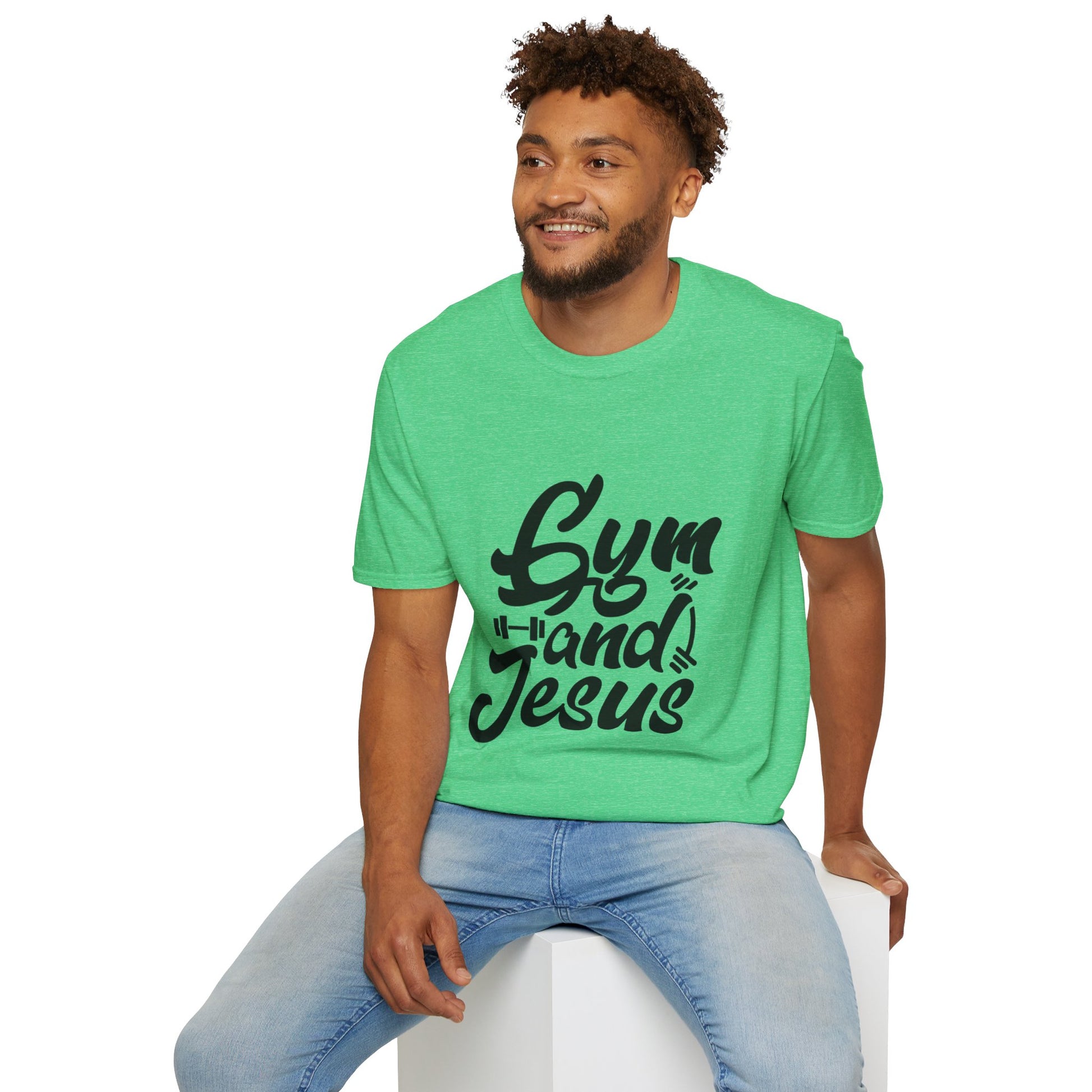 Gym and Jesus Men's Tshirt (Black Logo) - Sweet Baby Jeez Teez