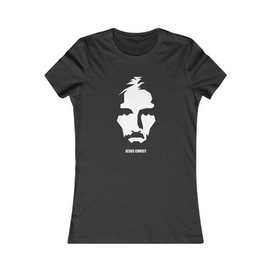 Jesus Portrait Women's Fitted Tshirt (Contemporary Logo) - Sweet Baby Jeez Teez