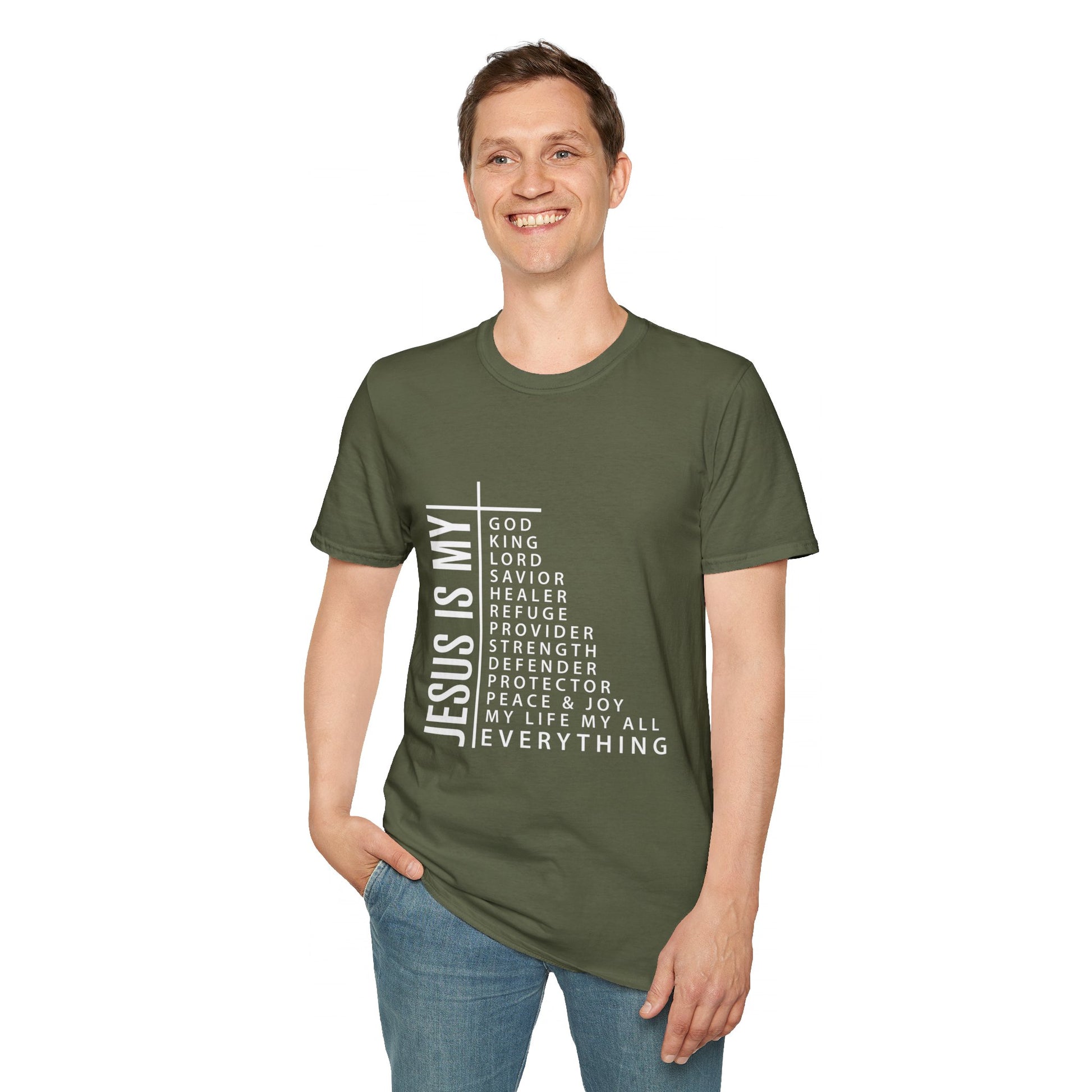 Jesus is My Men's Tshirt (White Logo) - Sweet Baby Jeez Teez