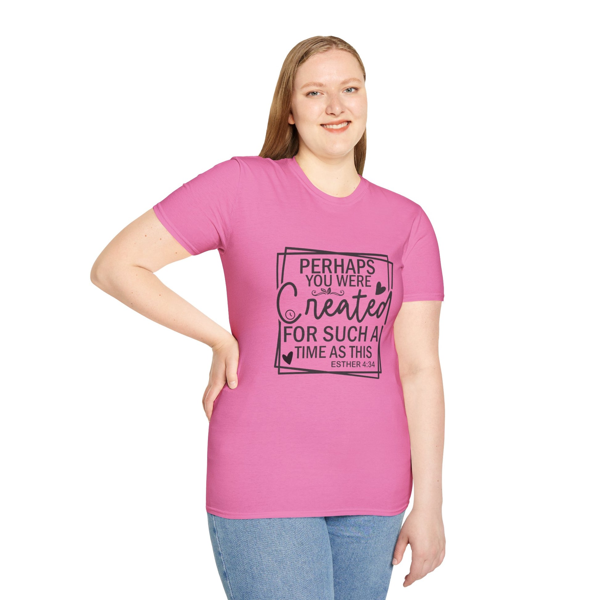 Esther 4:14 Women's Relaxed Softstyle Tshirt (Black Logo) - Sweet Baby Jeez Teez