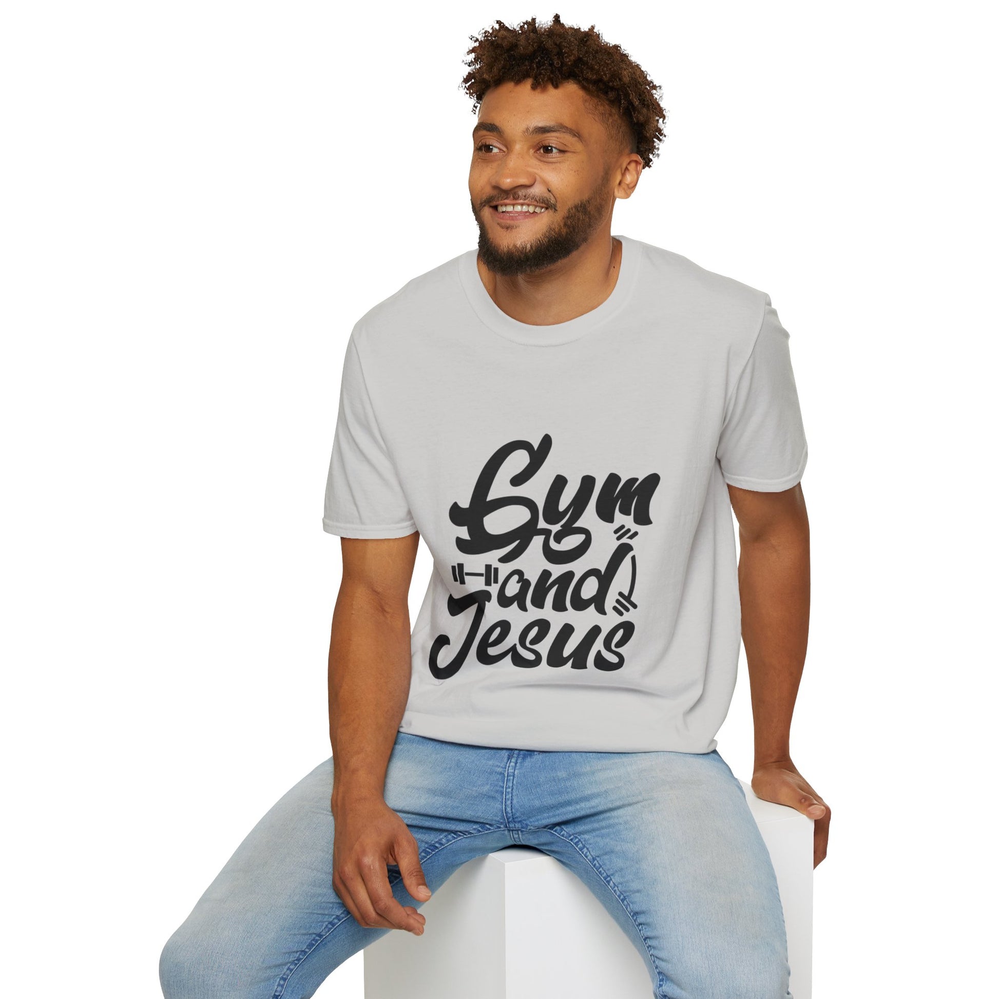 Gym and Jesus Men's Tshirt (Black Logo) - Sweet Baby Jeez Teez