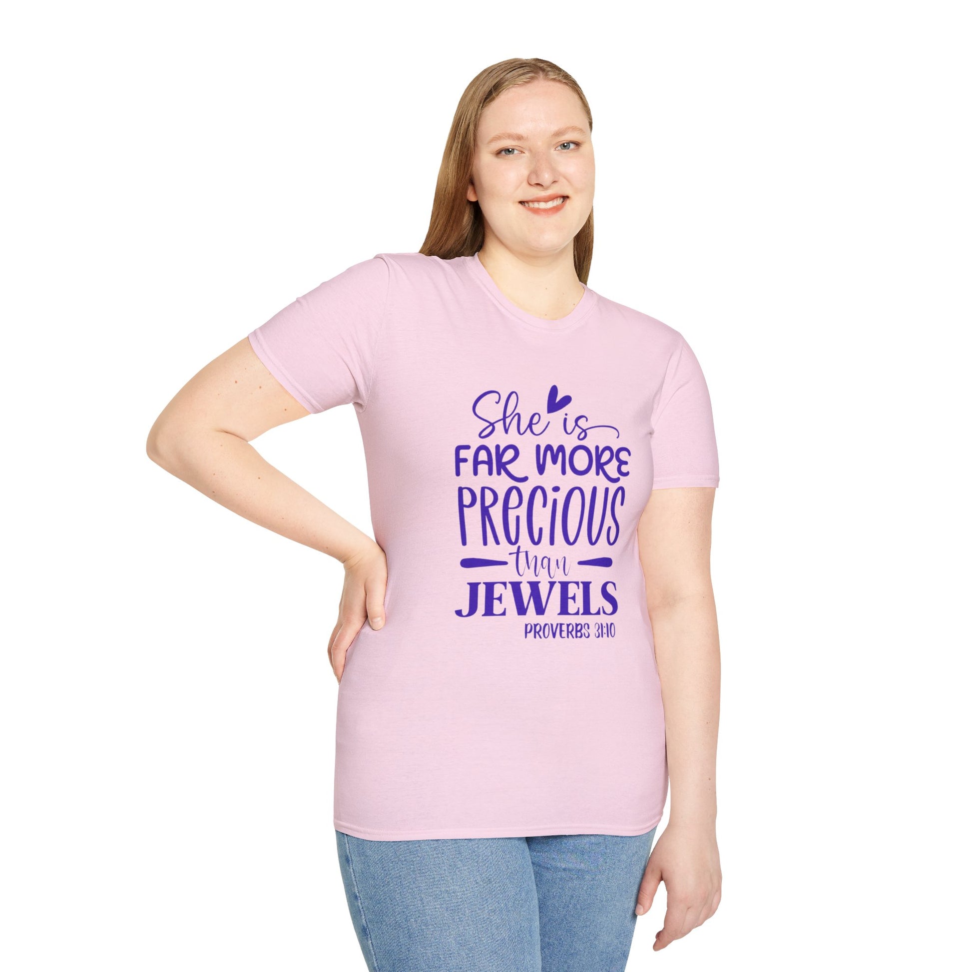 Far More Precious Women's Relaxed/Plus Tshirt (Cobalt Logo) - Sweet Baby Jeez Teez