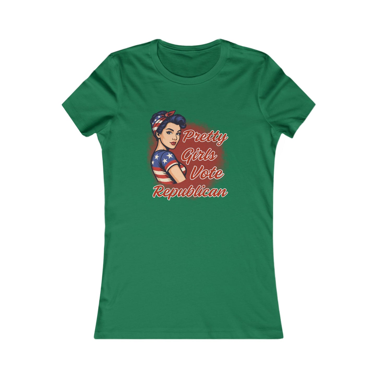 "Pretty Girls Vote Republican" Empowered Women Fitted T-Shirt Tee (Brunette)