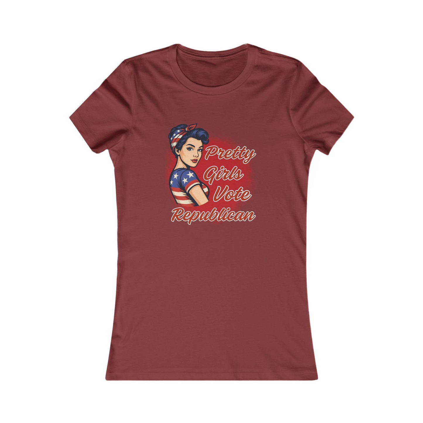 "Pretty Girls Vote Republican" Empowered Women Fitted T-Shirt Tee (Brunette)