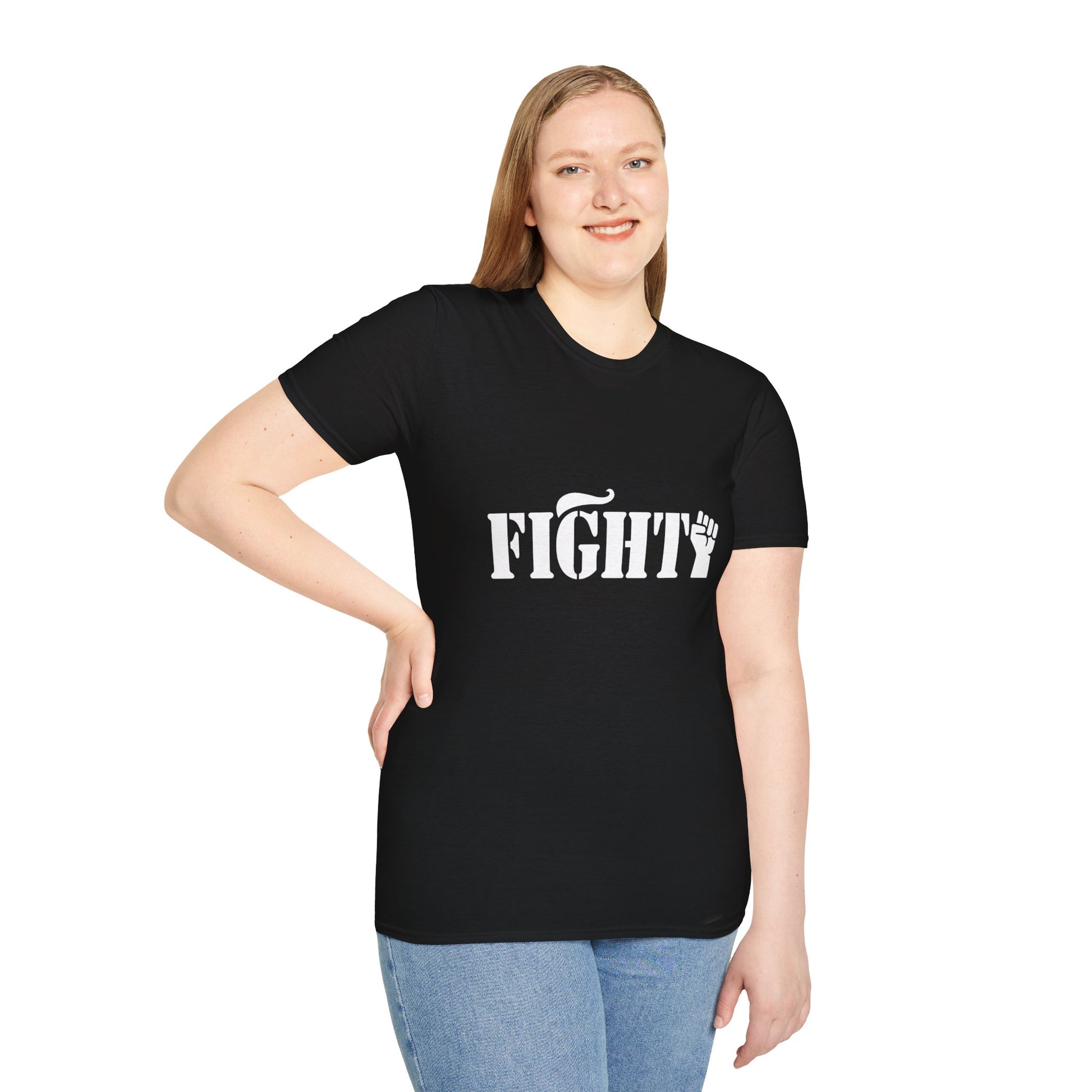 Fight Women's Relaxed/Plus Tshirt (White Fist Logo) - Sweet Baby Jeez Teez