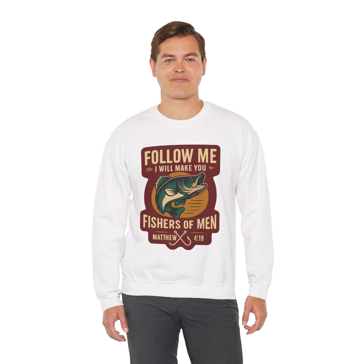 "Follow Me" Fisherman Bible Verse Crewneck Sweatshirt
