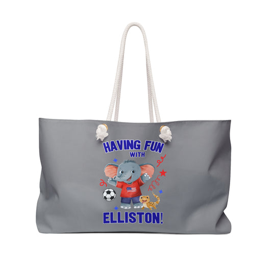 Elliston and Ellalee the Elephants (TM) double-sided weekender tote bag - Sweet Baby Jeez Teez