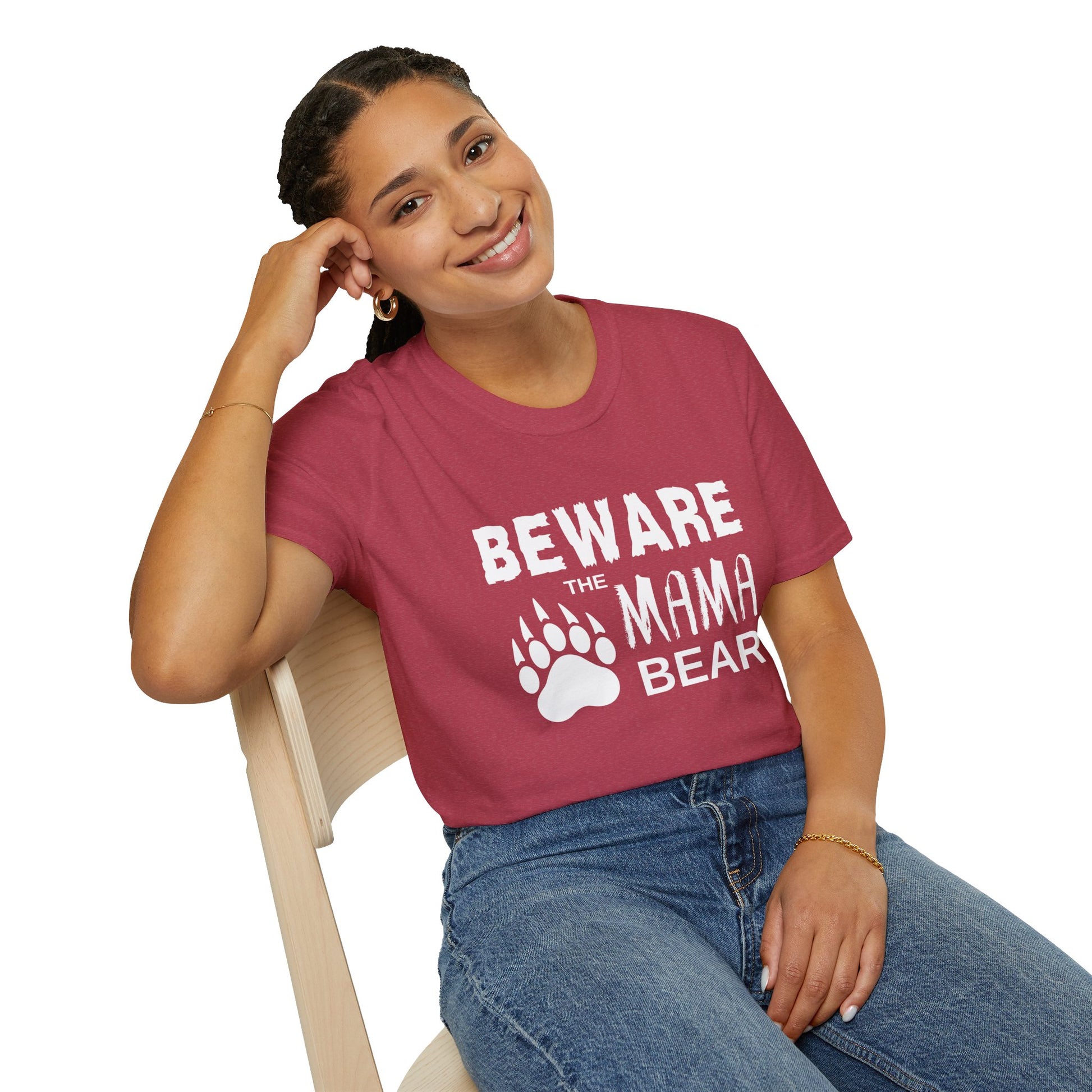 Mama Bear Women's Relaxed/Plus Tshirt (White Logo) - Sweet Baby Jeez Teez