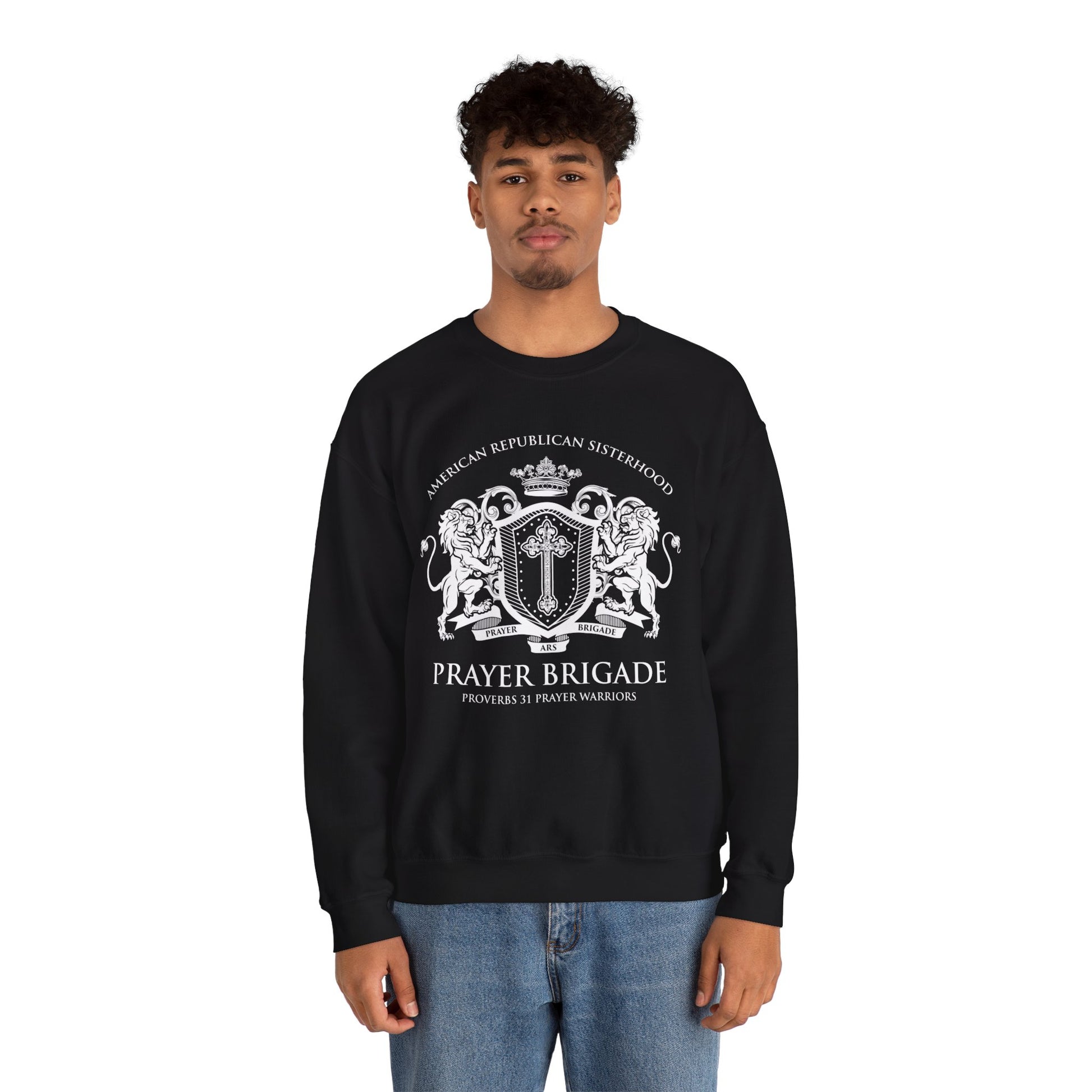 ARS Prayer Brigade UNISEX Sweatshirt (White Logo) - Sweet Baby Jeez Teez