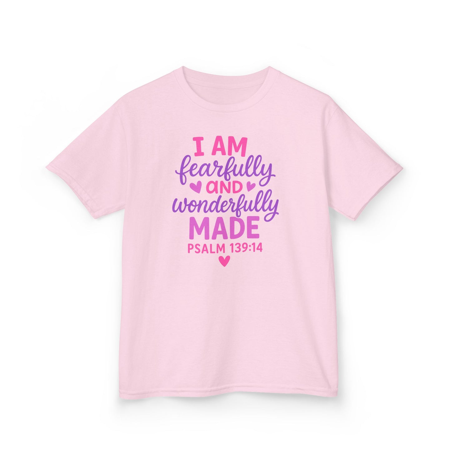 "Wonderfully Made" Christian Bible Verse Girls Tshirt