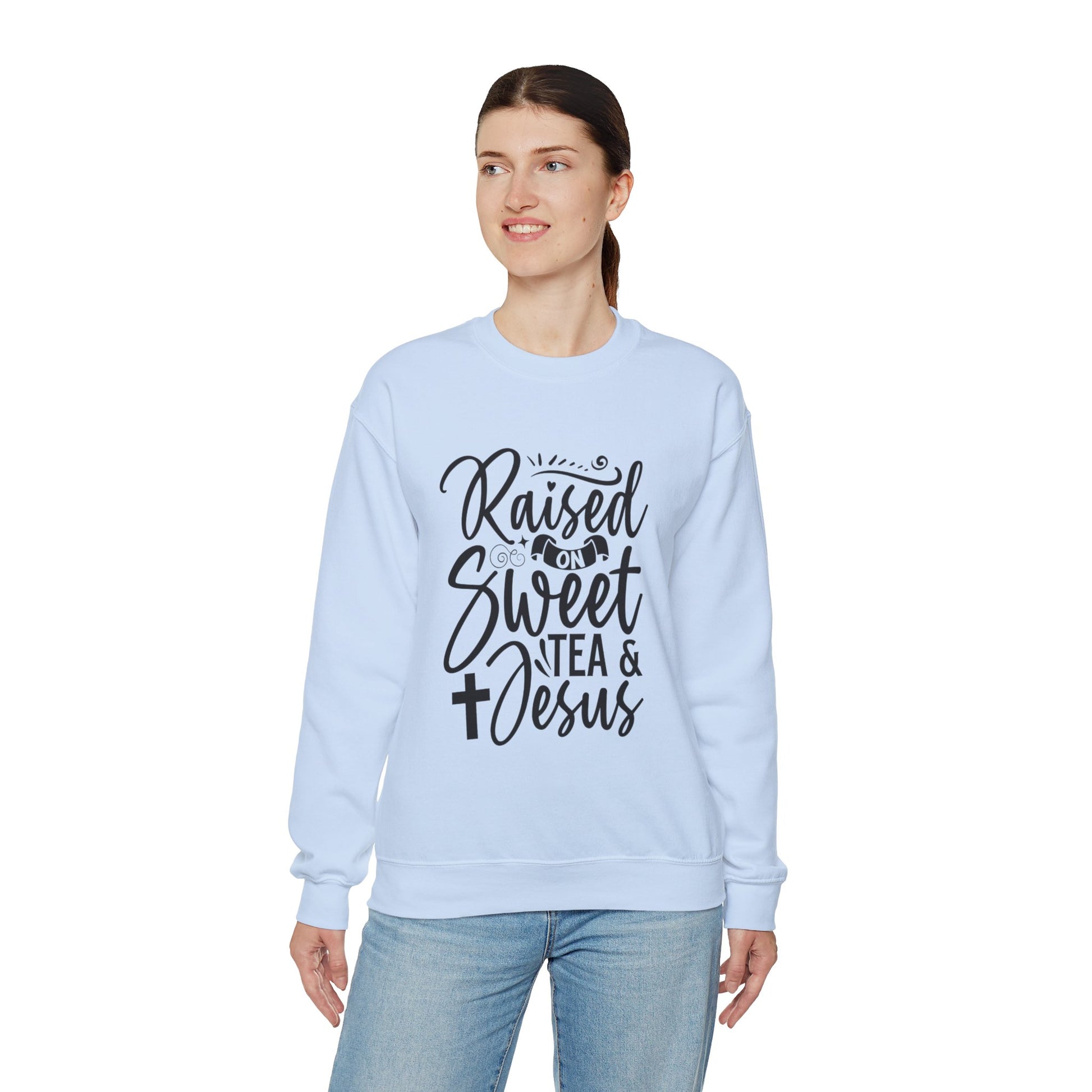 Sweet Tea and Jesus Women's Relaxed Sweatshirt (Black Logo) - Sweet Baby Jeez Teez