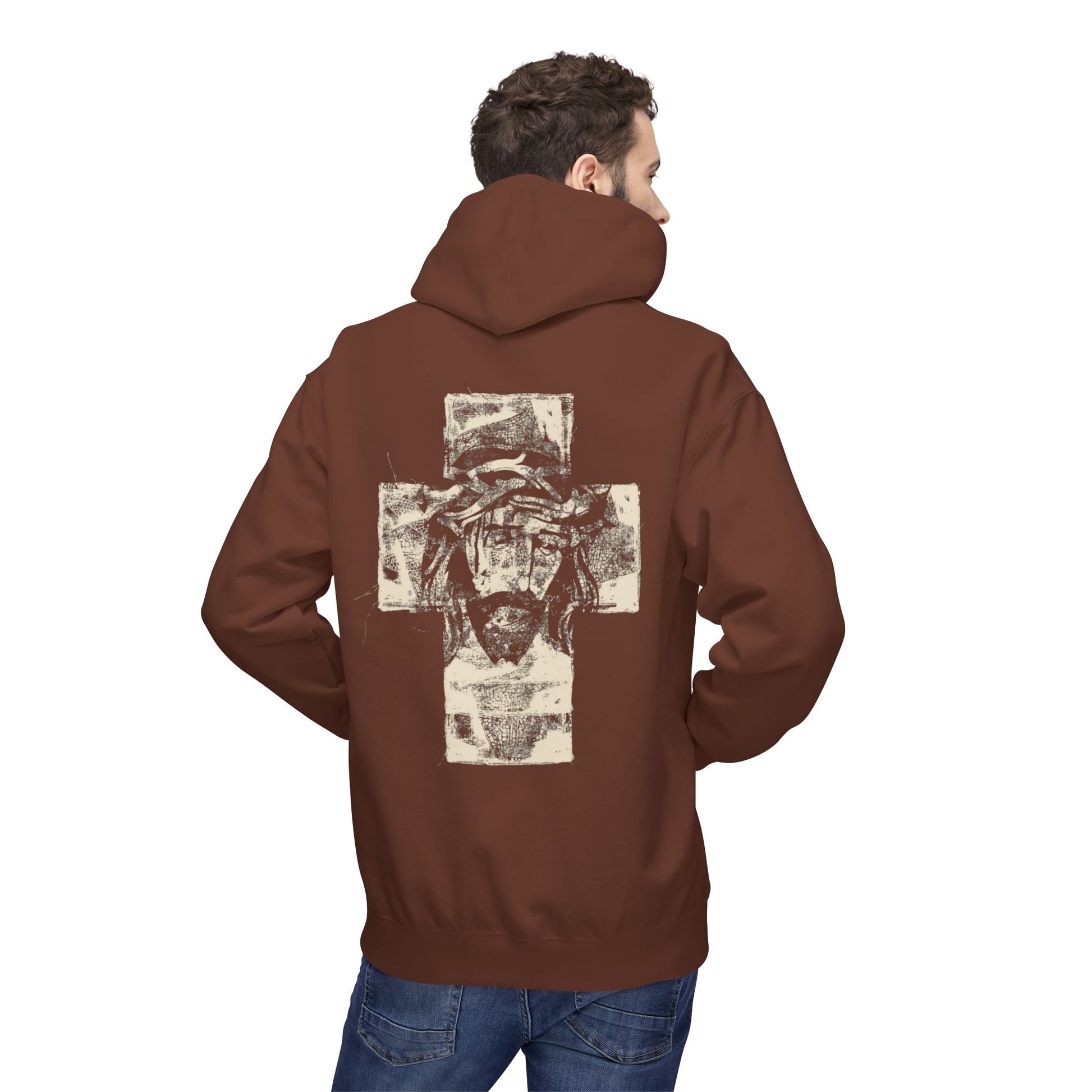 Christ Portrait on Cross Modern Logo Men's Hoodie - Sweet Baby Jeez Teez