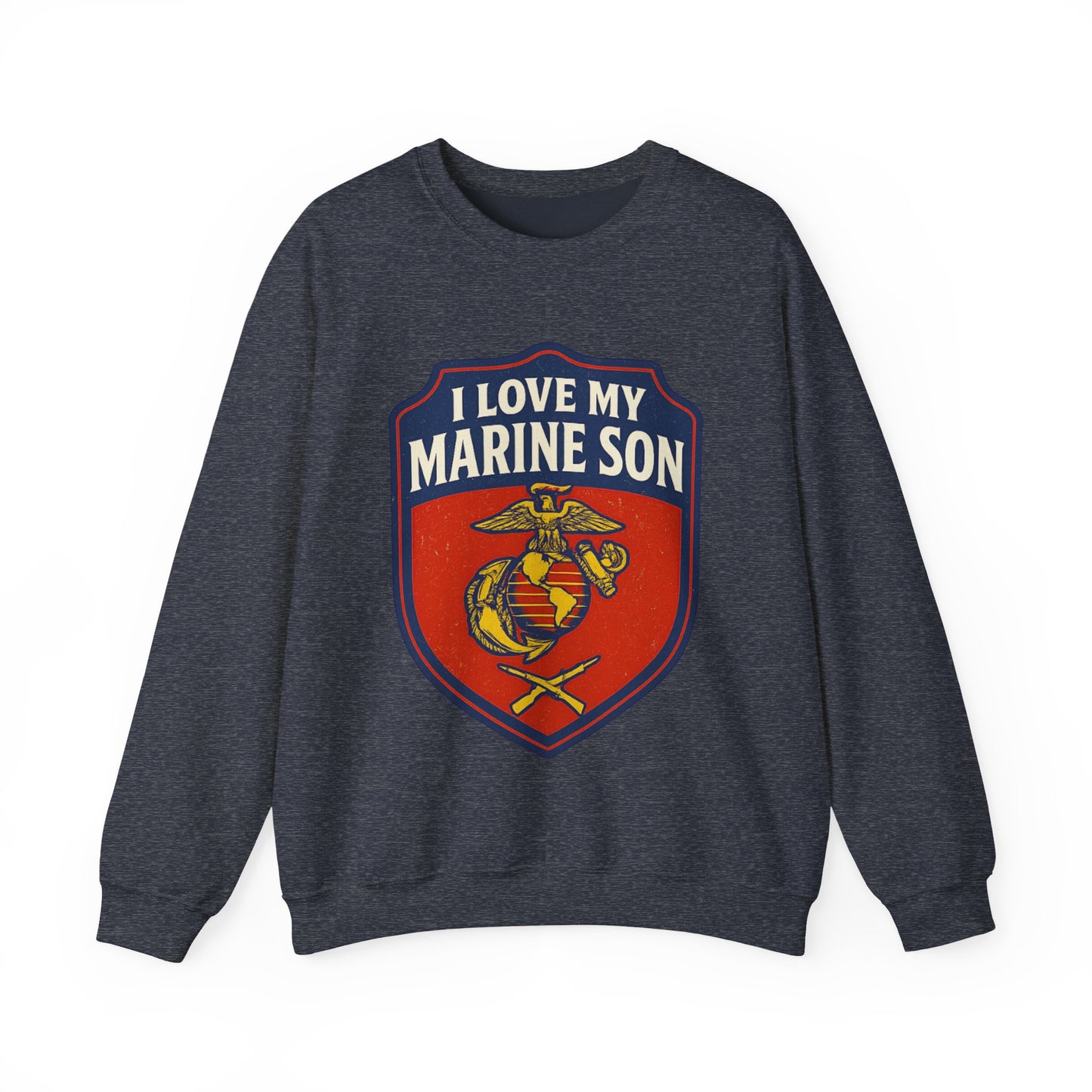 "I Love My Marine Son" Patriotic Crewneck Sweatshirt for Marine Military Parents