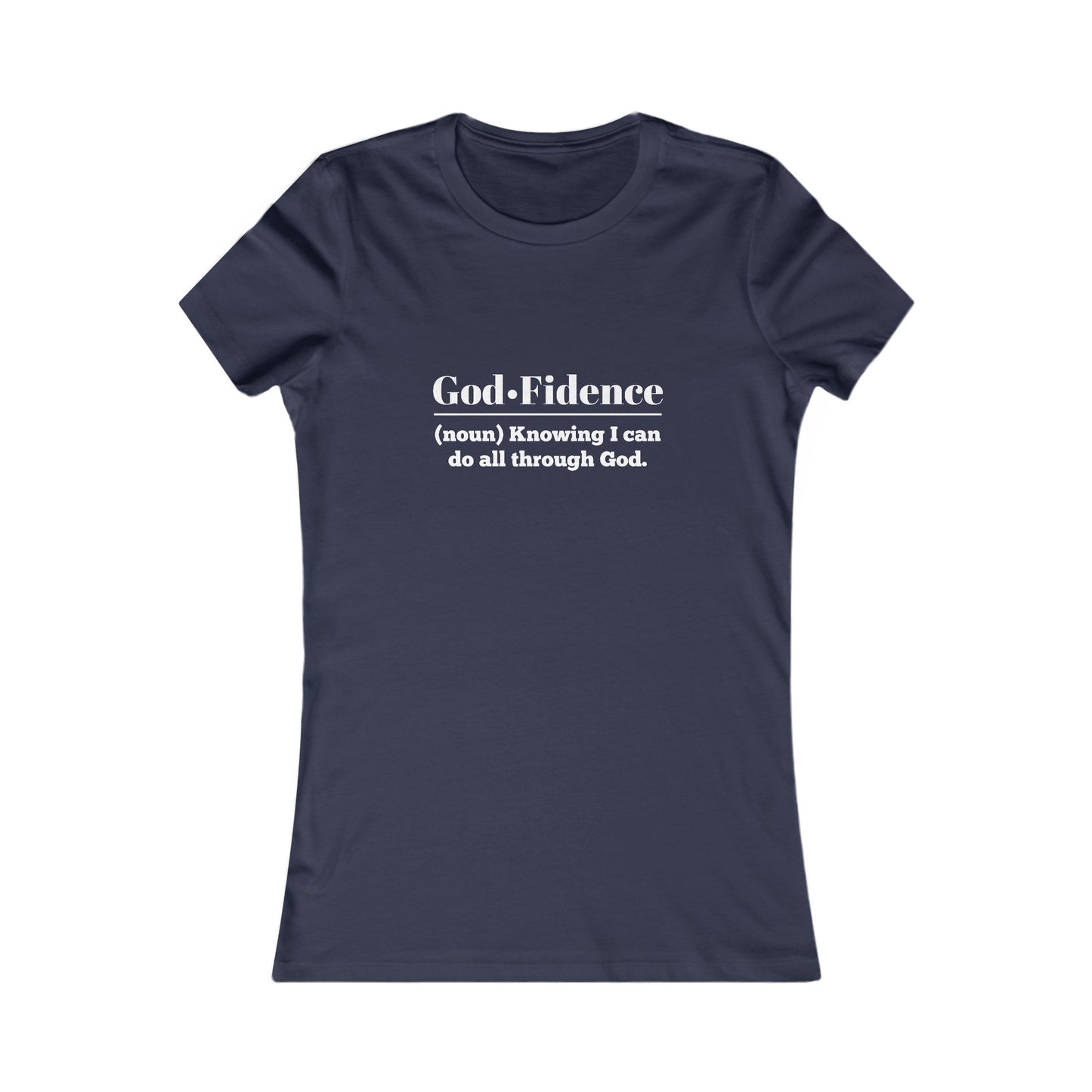 God-fidence Women's Fitted Tshirt (White Logo) - Sweet Baby Jeez Teez