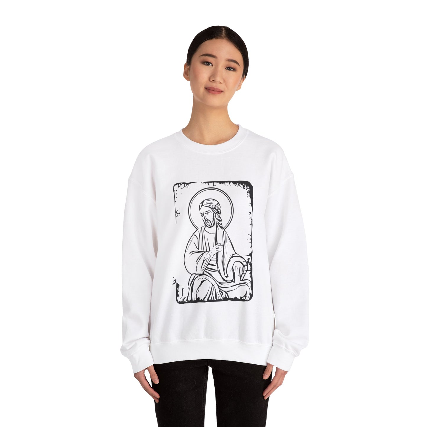 Orthodox Icon Women's Relaxed Sweatshirt (Black Logo) - Sweet Baby Jeez Teez