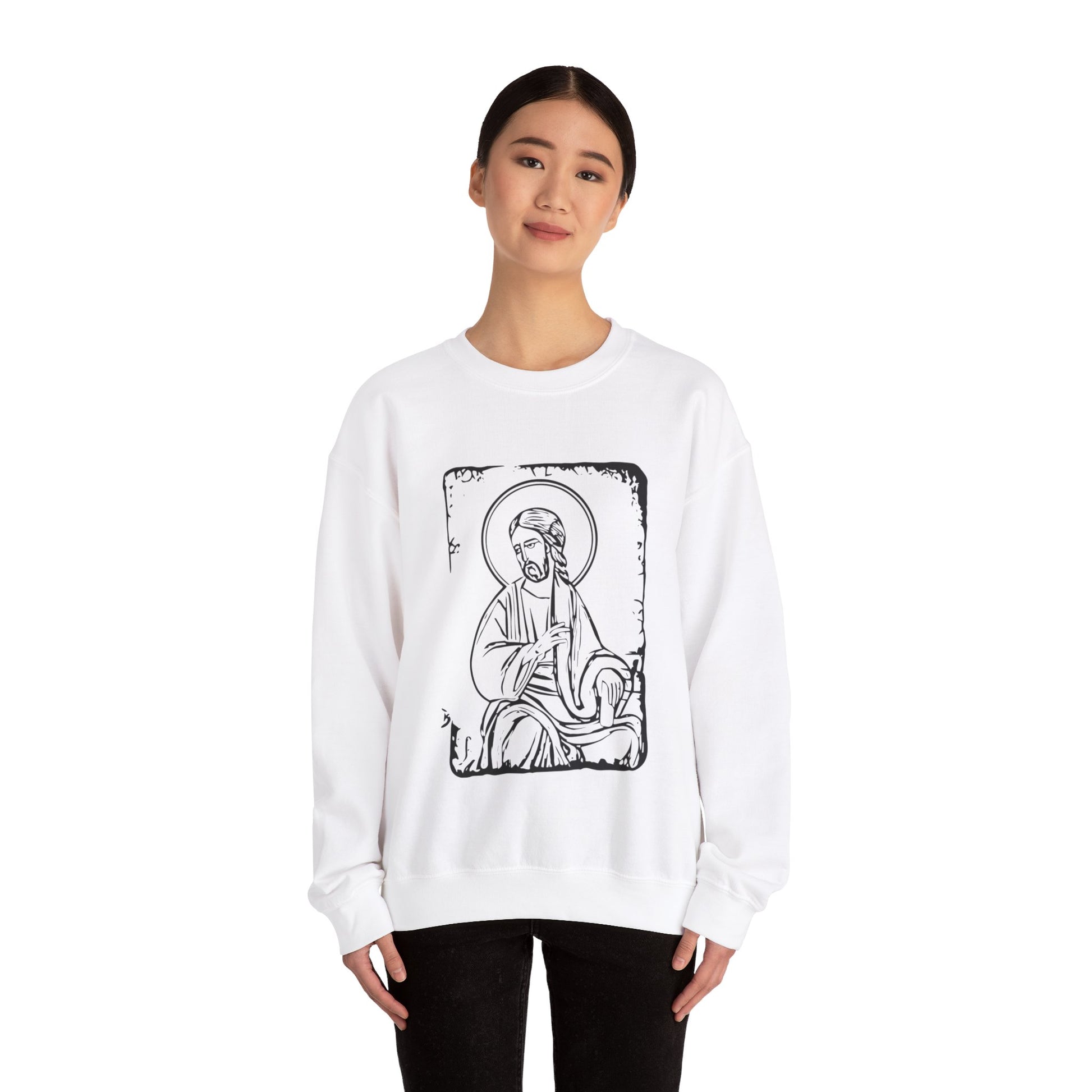 Orthodox Icon Women's Relaxed Sweatshirt (Black Logo) - Sweet Baby Jeez Teez