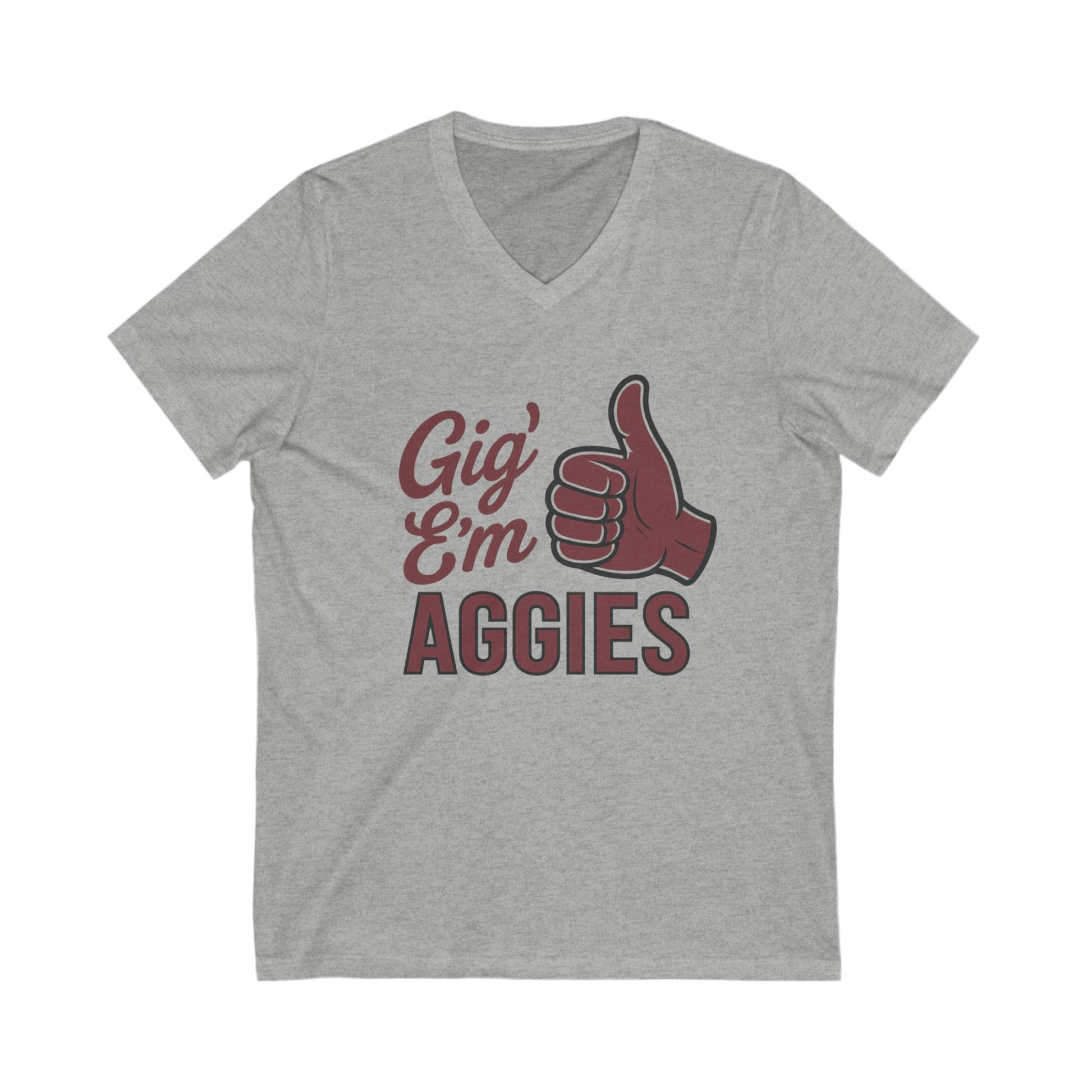 Gig 'Em Aggies Texas A&M UNISEX V-neck Tshirt - Sweet Baby Jeez Teez