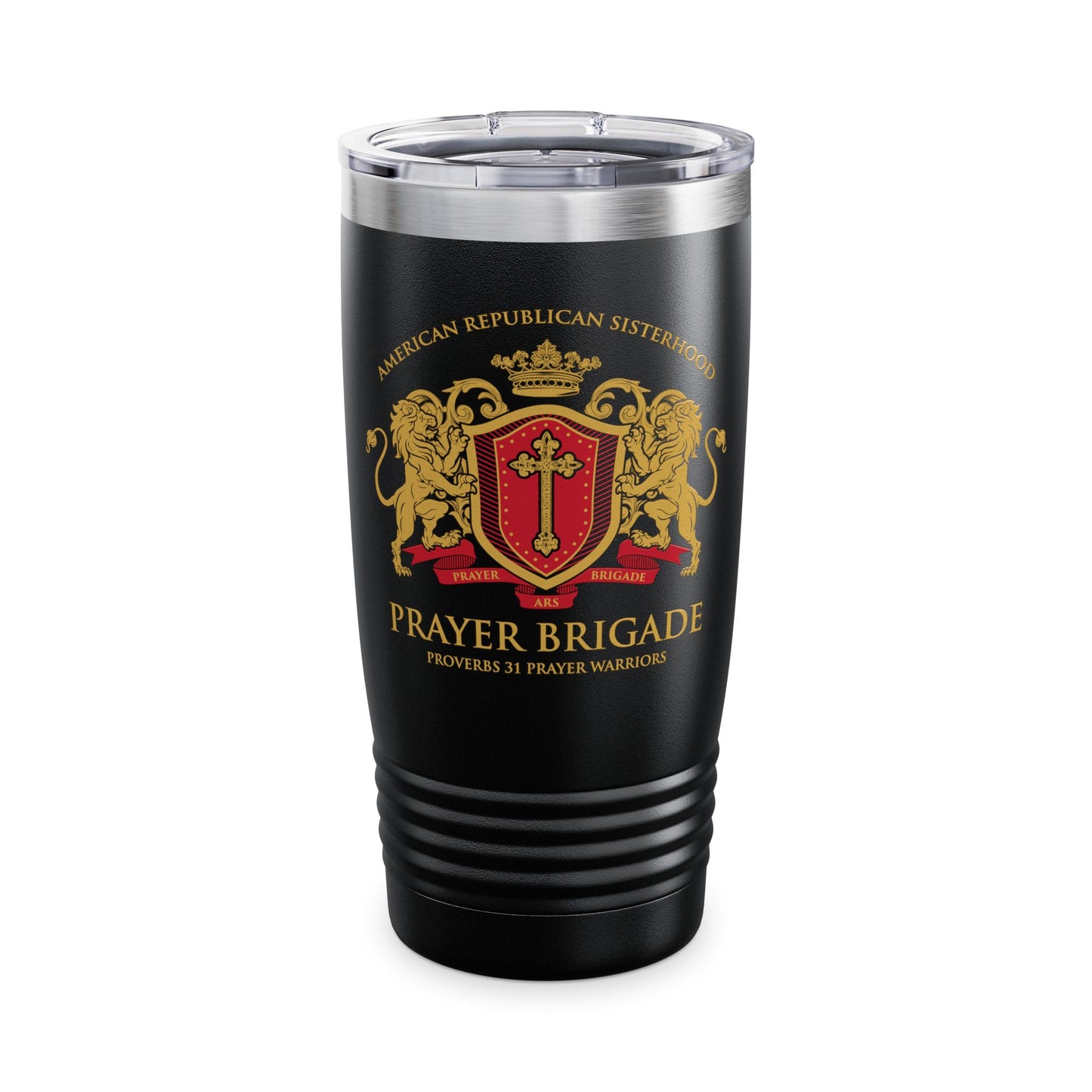 ARS Prayer Brigade Tumbler (20oz - Black with Gold/Red Logo)