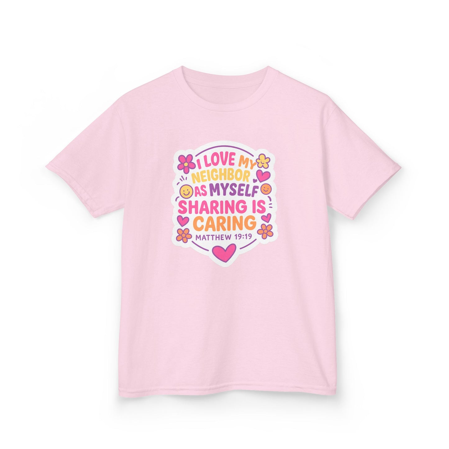 "Love My Neighbor" Sharing is Caring Christian Girl's Bible Verse Tshirt