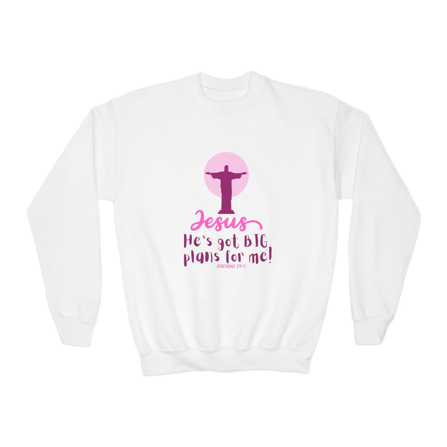 Jesus Has Big Plans Girls Sweatshirt (Pink Logo) - Sweet Baby Jeez Teez