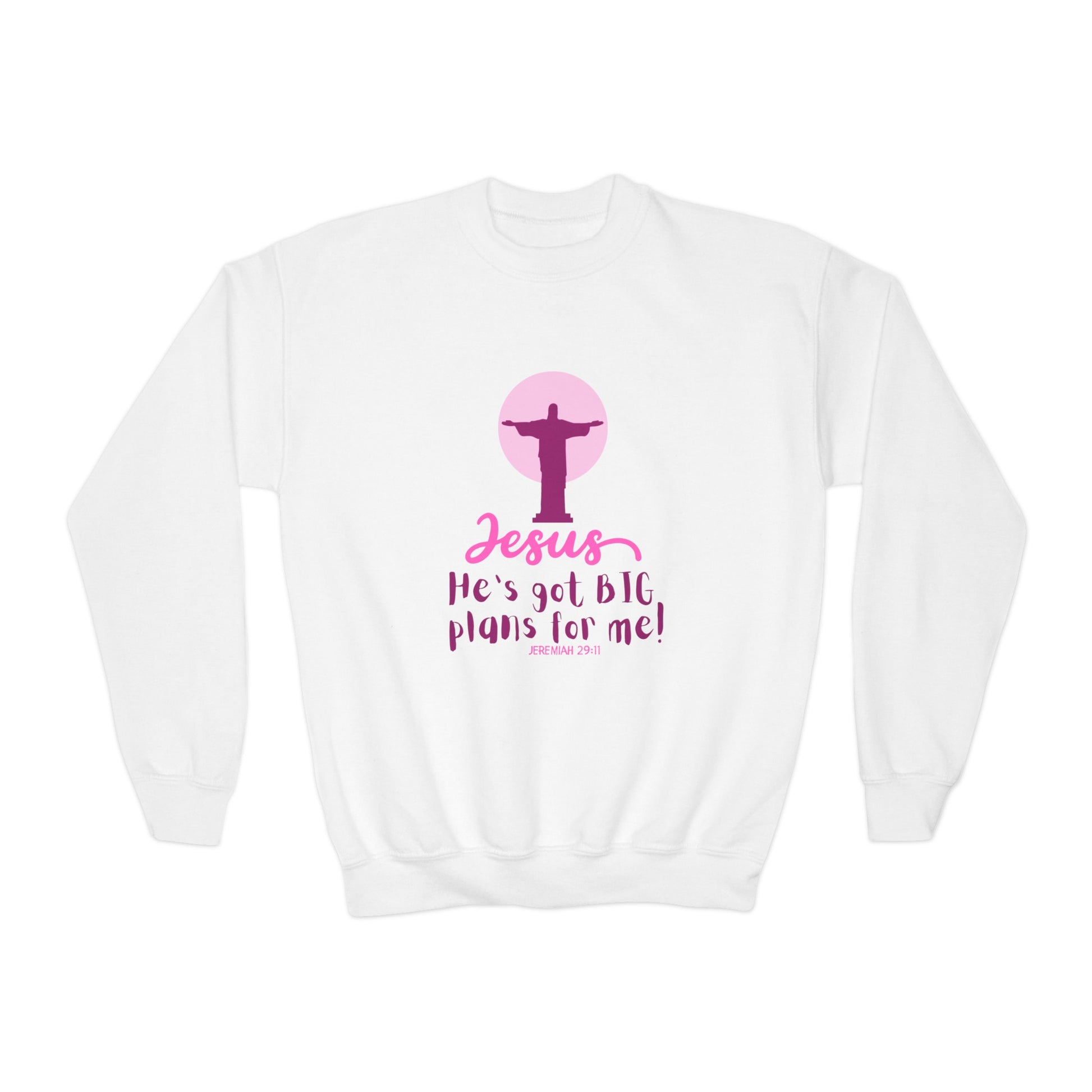 Jesus Has Big Plans Girls Sweatshirt (Pink Logo) - Sweet Baby Jeez Teez