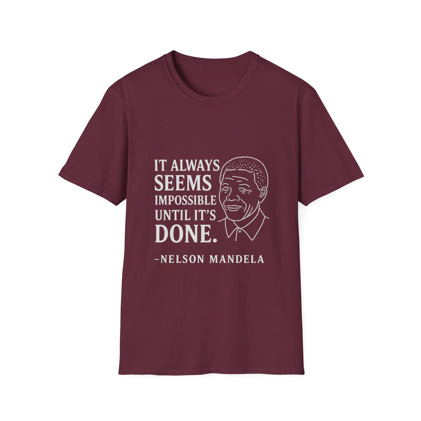 "Seems Impossible" Nelson Mandela Unisex SoftStyle Tshirt (IW Logo)