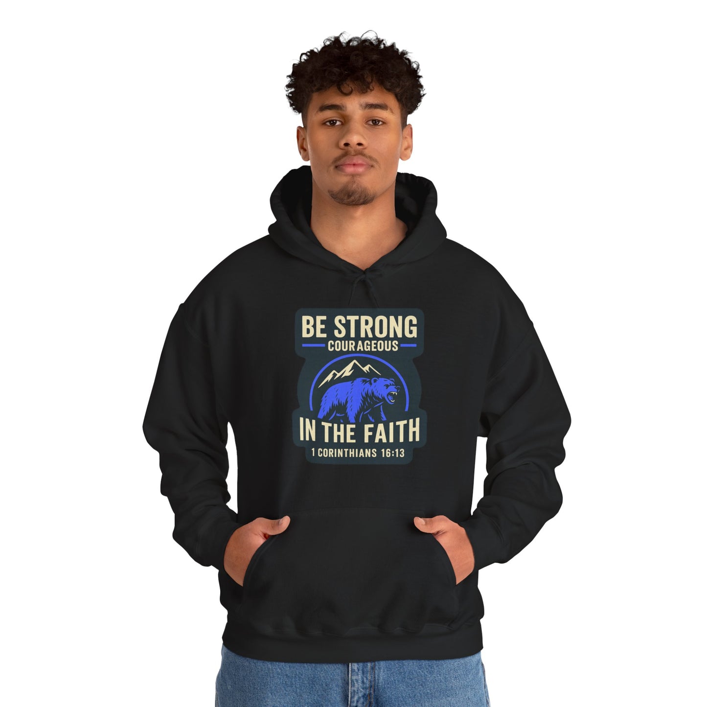 "Be Strong and Courageous" Bear Bible Verse Sweatshirt
