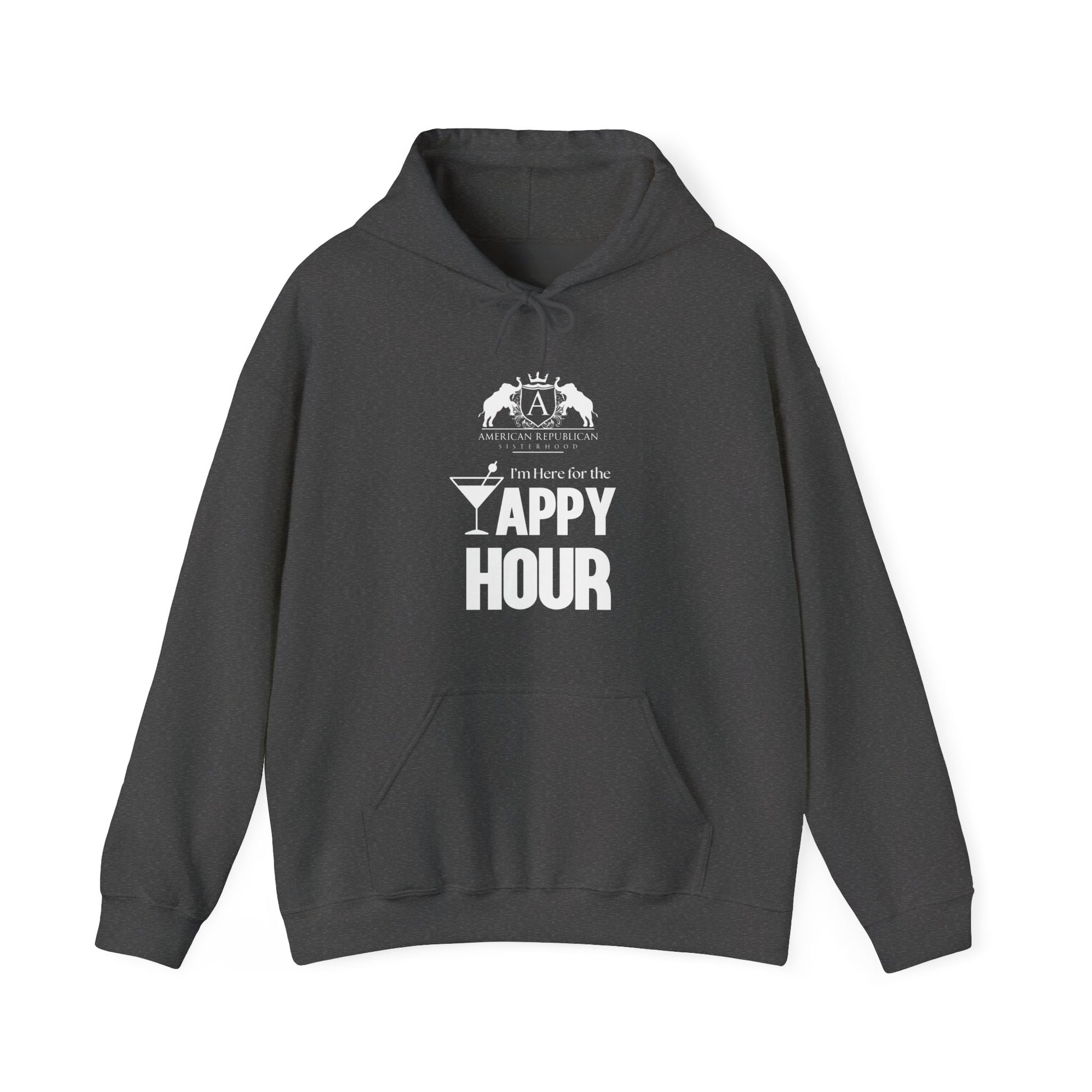 Here for the Yappy Hour Women's Relaxed Hoodie (ARS - White Logo) - Sweet Baby Jeez Teez