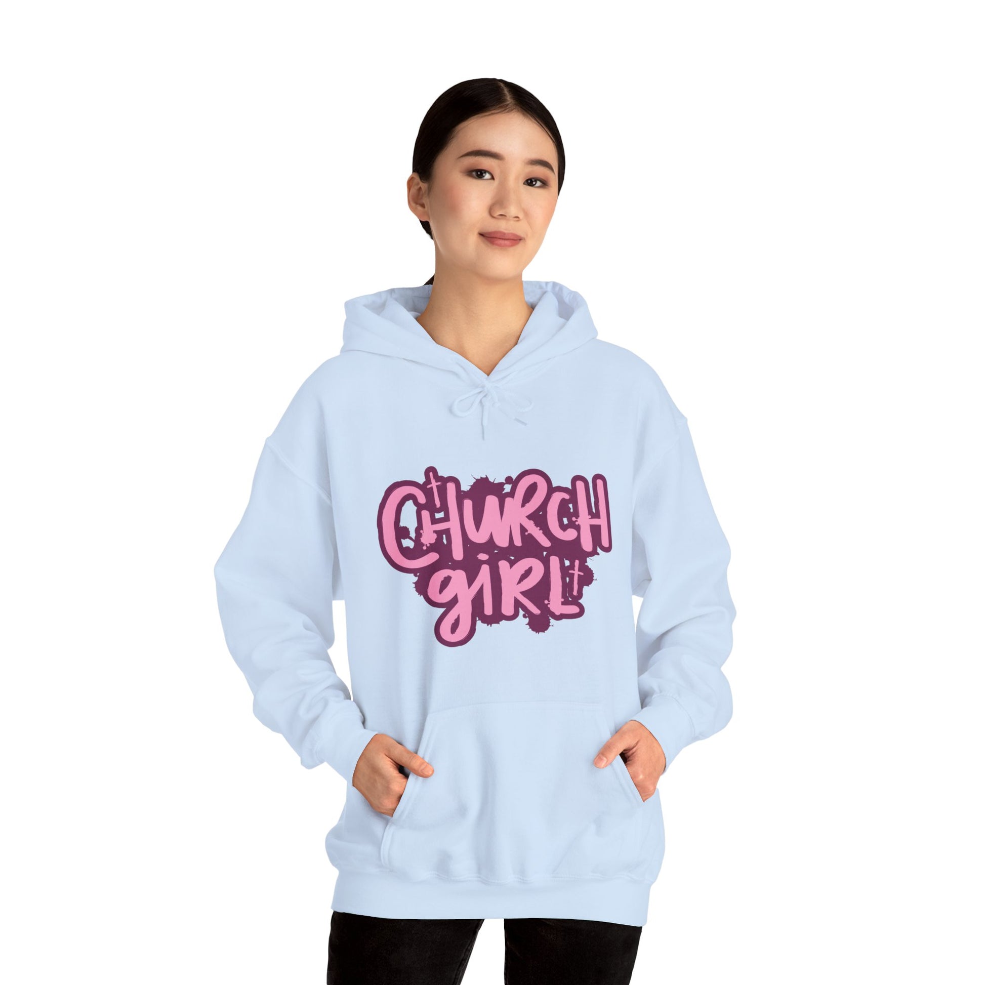 Church Girl Women's Hoodie (Pinks Logo) - Sweet Baby Jeez Teez