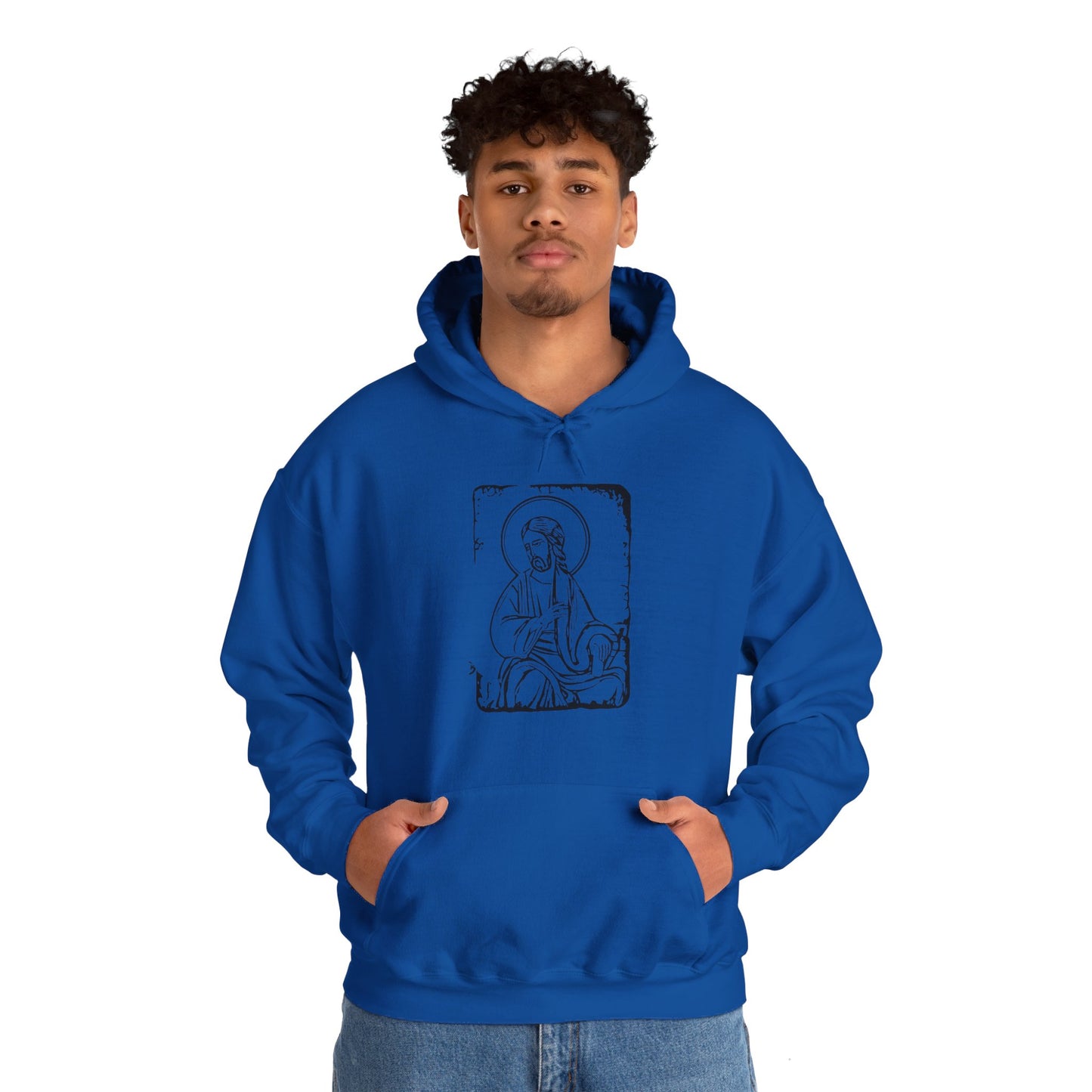 Orthodox Icon Men's Hooded Sweatshirt (Black Logo) - Sweet Baby Jeez Teez