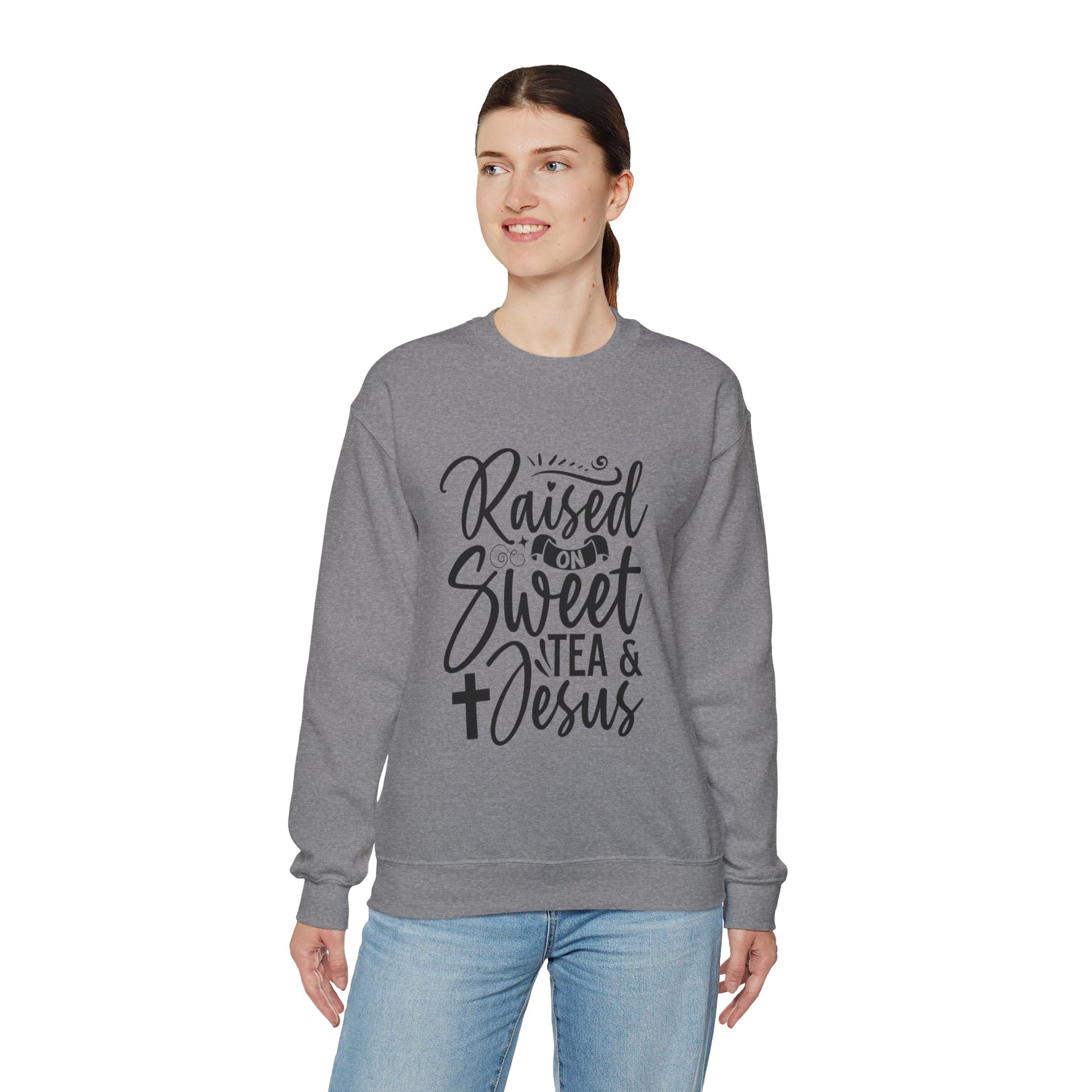 Sweet Tea and Jesus Women's Relaxed Sweatshirt (Black Logo) - Sweet Baby Jeez Teez