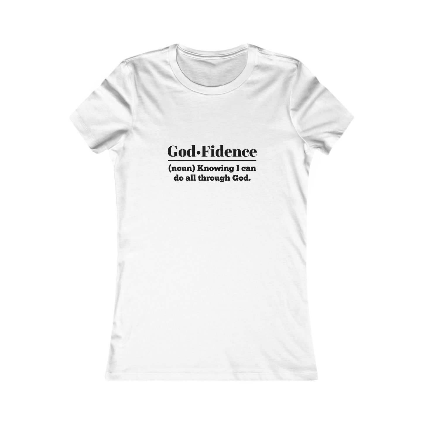 God-fidence Women's Fitted  Tshirt (Black Logo) - Sweet Baby Jeez Teez