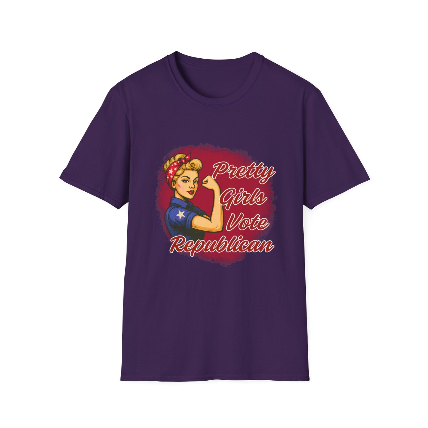 "Pretty Girls Vote Republican" Empowered Women Softstyle T-Shirt Tee (Blonde)