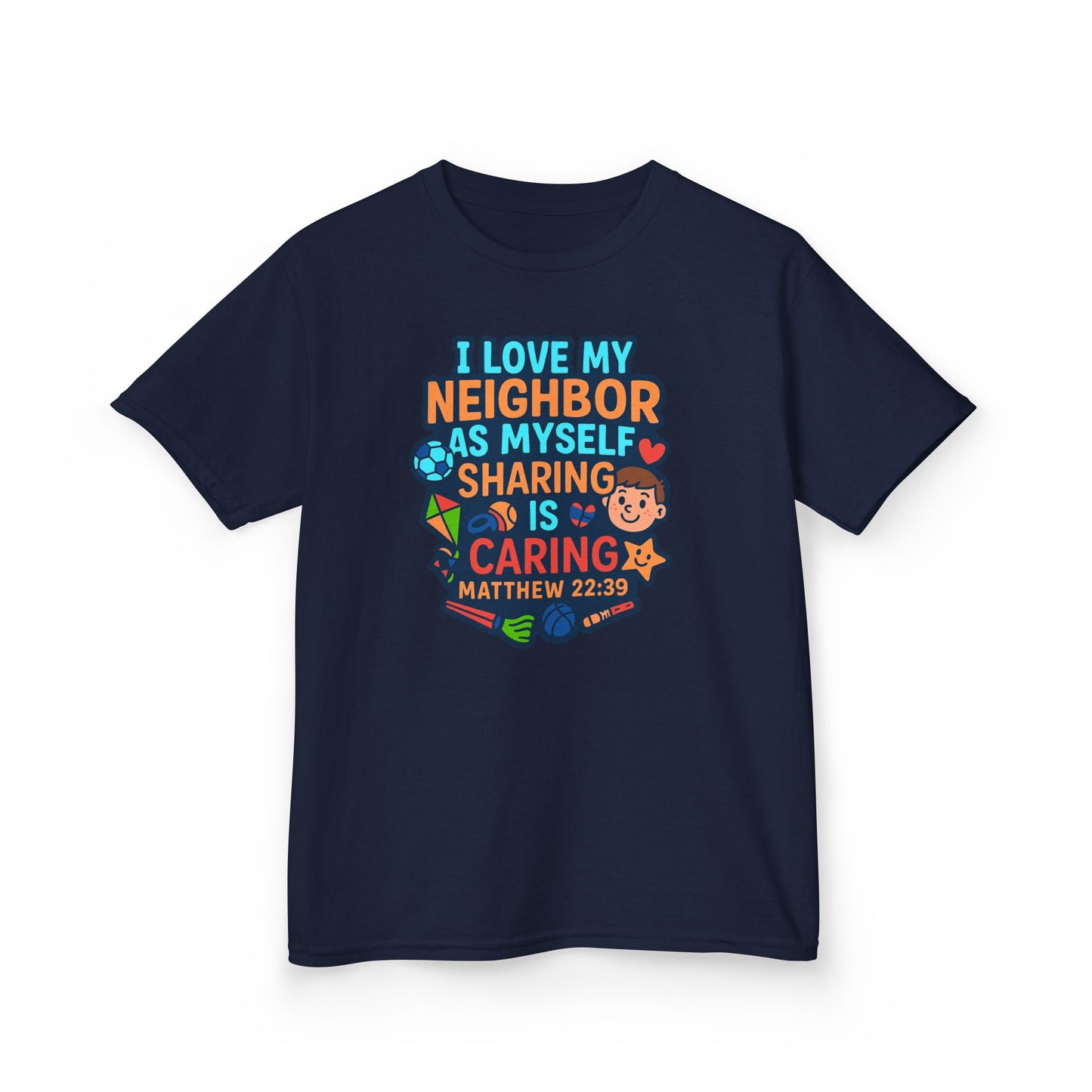 "I Love My Neighbor" Sharing is Caring Christian Boy's Bible Verse Tshirt