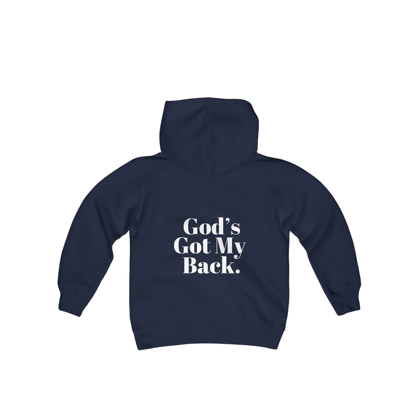 God's Got My Back Boys Hoodie (White Logo  - Back) - Sweet Baby Jeez Teez