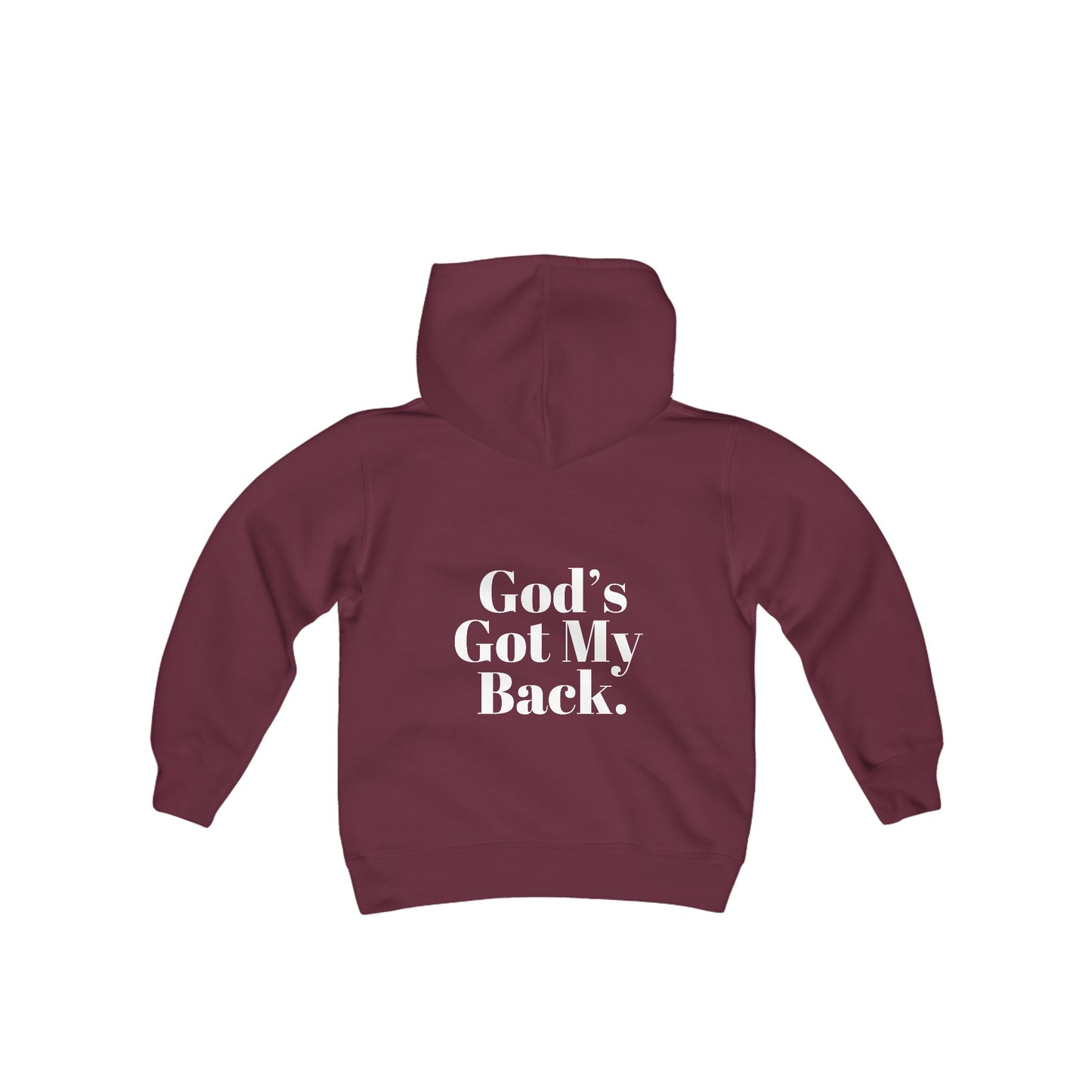 God's Got My Back Boys Hoodie (White Logo  - Back) - Sweet Baby Jeez Teez