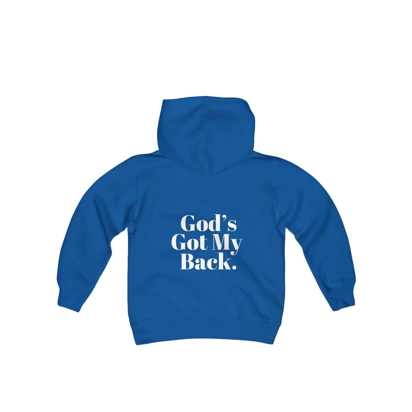 God's Got My Back Boys Hoodie (White Logo  - Back) - Sweet Baby Jeez Teez
