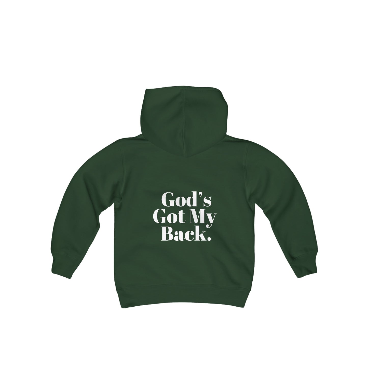 God's Got My Back Boys Hoodie (White Logo  - Back) - Sweet Baby Jeez Teez
