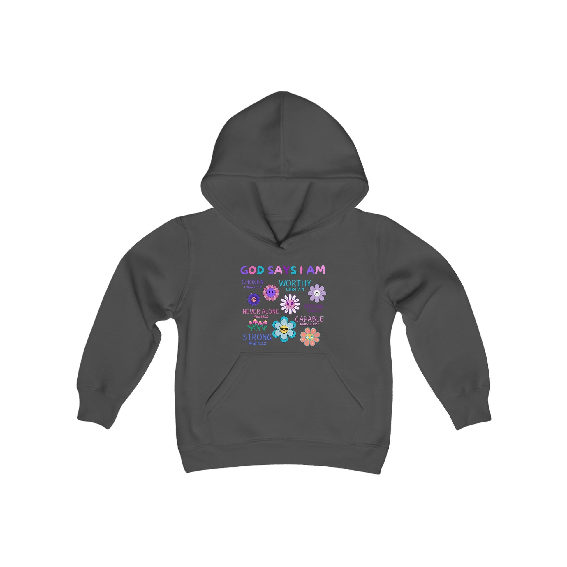 God Says I Am Girls Relaxed Hoodie (Flower Logo) - Sweet Baby Jeez Teez