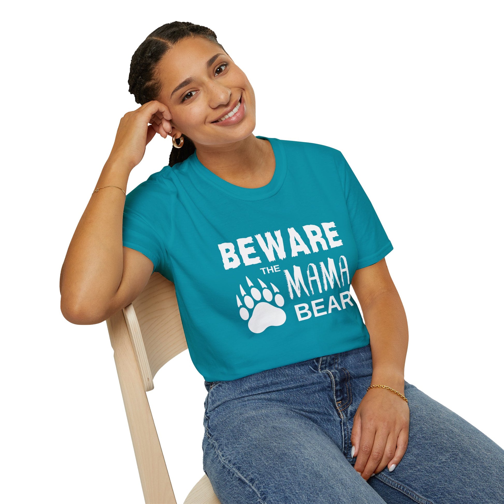 Mama Bear Women's Relaxed/Plus Tshirt (White Logo) - Sweet Baby Jeez Teez