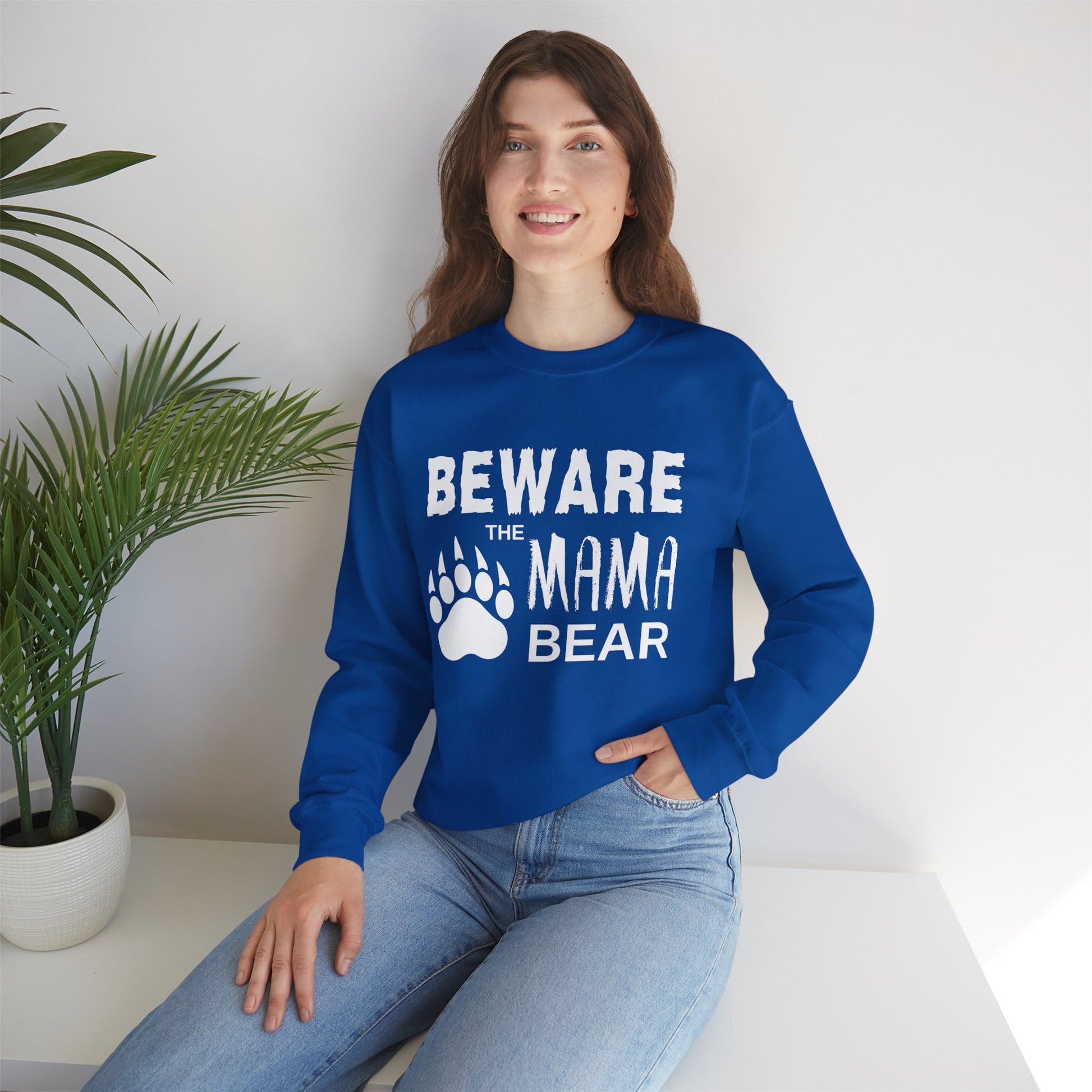 Mama Bear Women's Relaxed Sweatshirt (White Logo) - Sweet Baby Jeez Teez