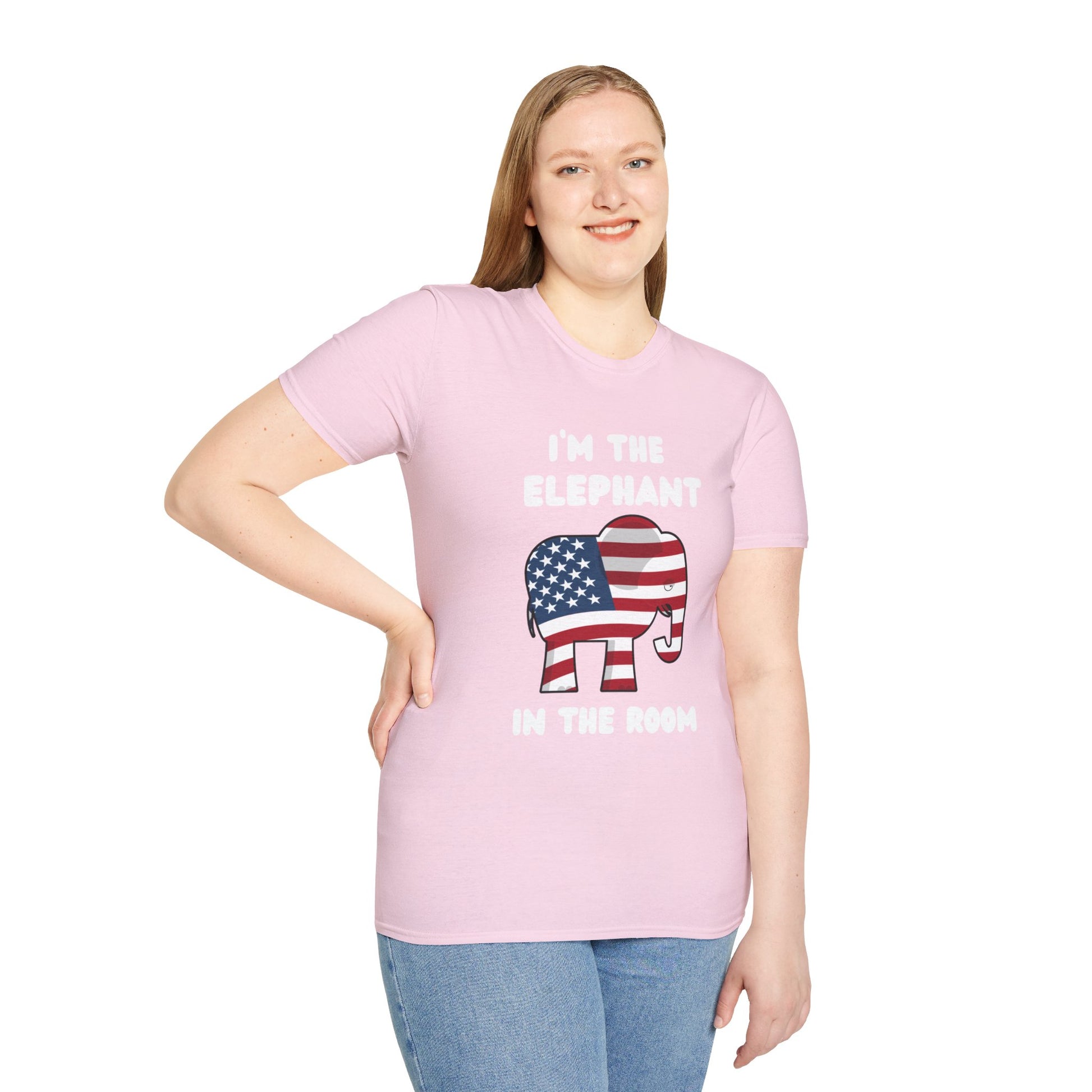 Elephant in Room Cartoon Women's Relaxed/Plus Tshirt (White Logo) - Sweet Baby Jeez Teez