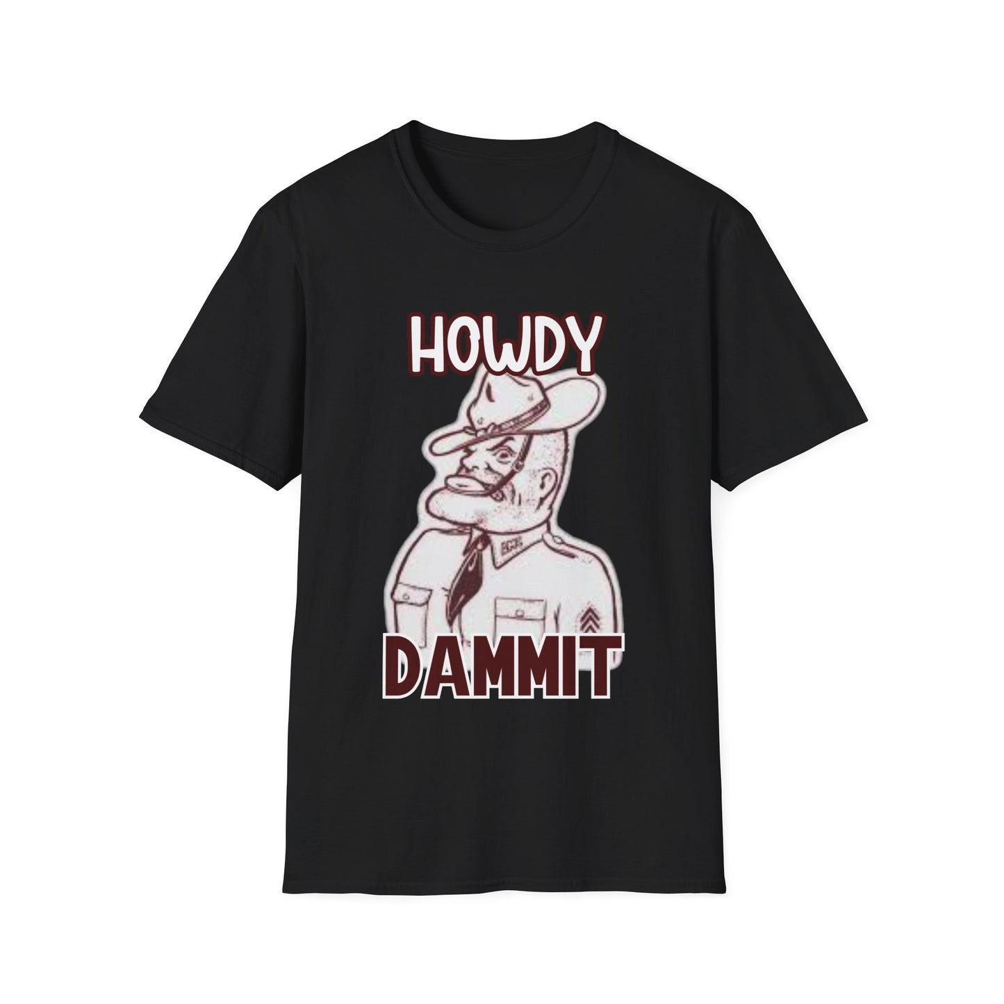 Howdy Dammit Men's Tshirt (Aggie - Old  Sarge Logo) - Sweet Baby Jeez Teez
