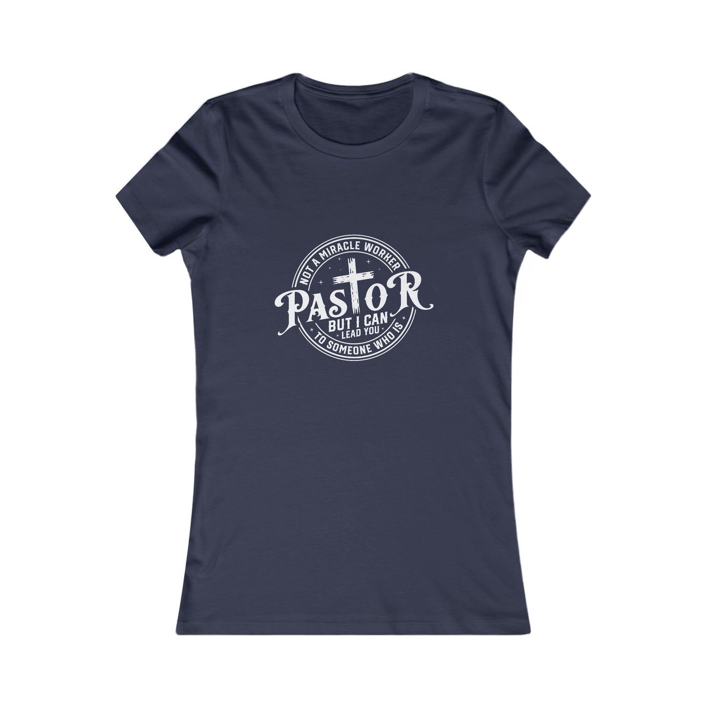 Pastor Women's Fitted Tshirt (White Logo) - Sweet Baby Jeez Teez