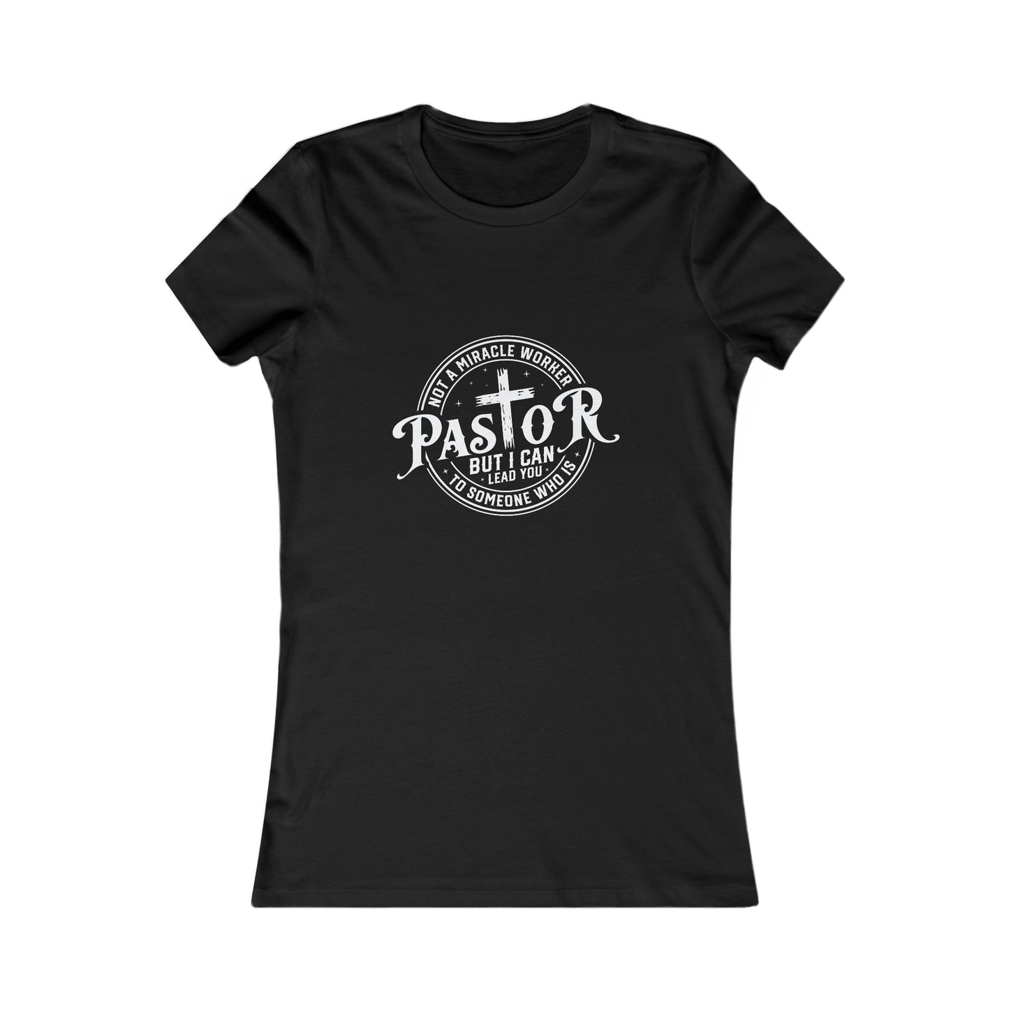 Pastor Women's Fitted Tshirt (White Logo) - Sweet Baby Jeez Teez