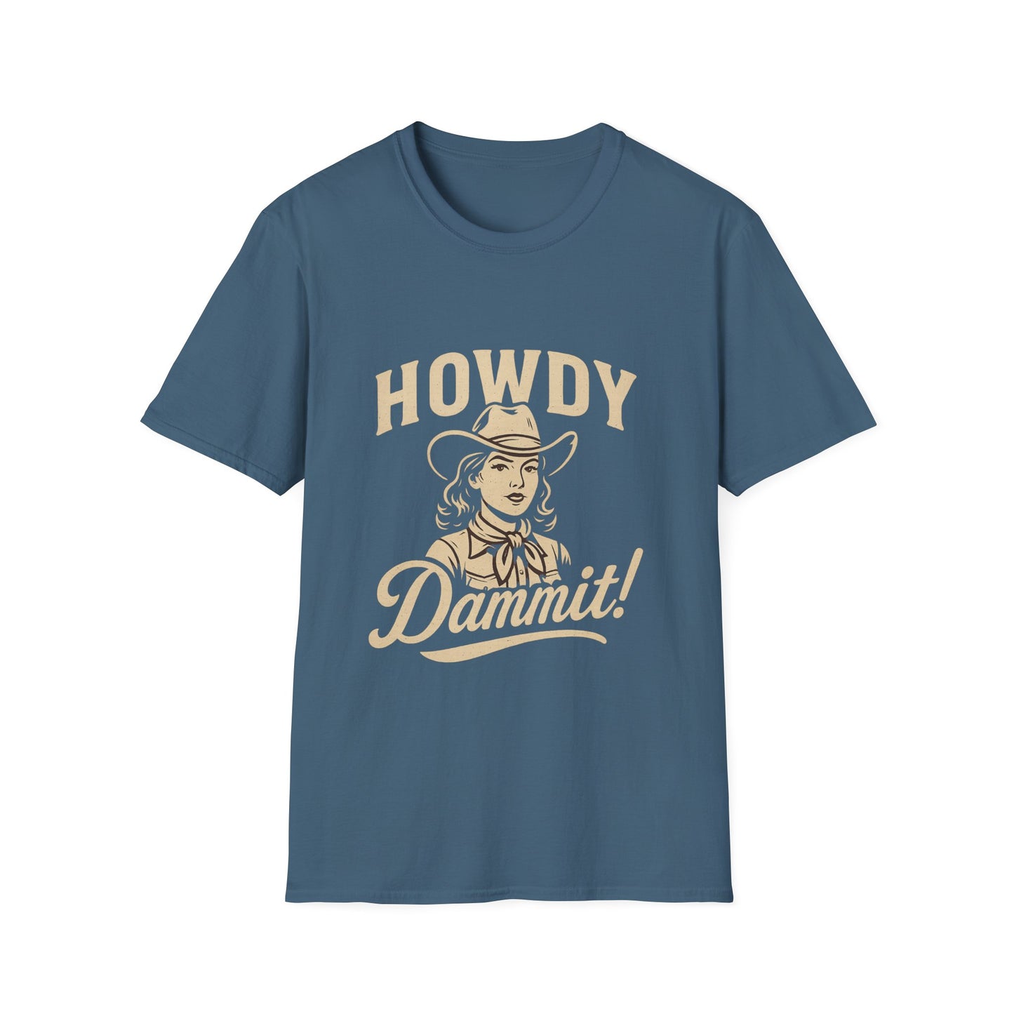 Howdy Dammit! Aggie Texas Cowgirl Softstyle Tshirt (Gold Logo)