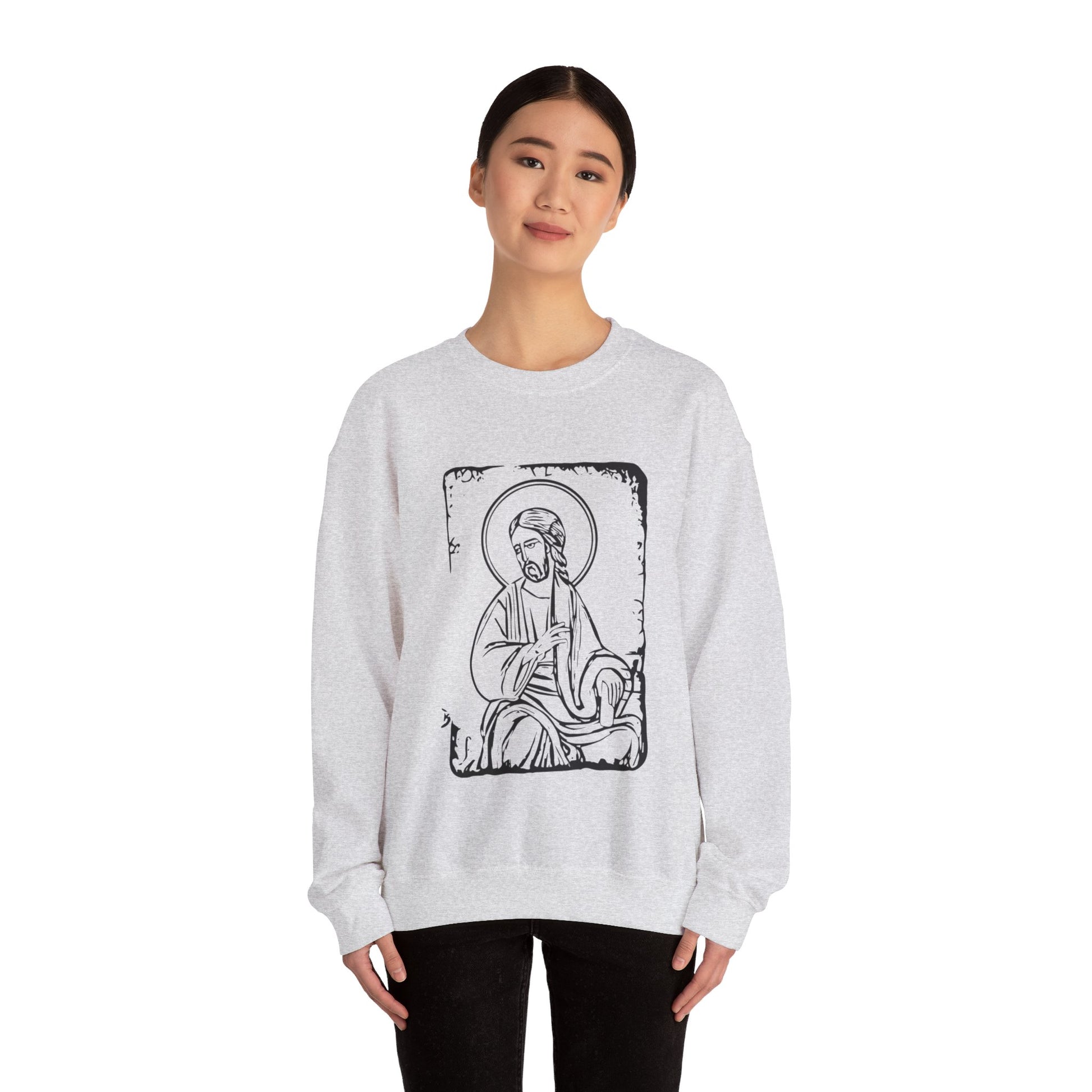 Orthodox Icon Women's Relaxed Sweatshirt (Black Logo) - Sweet Baby Jeez Teez